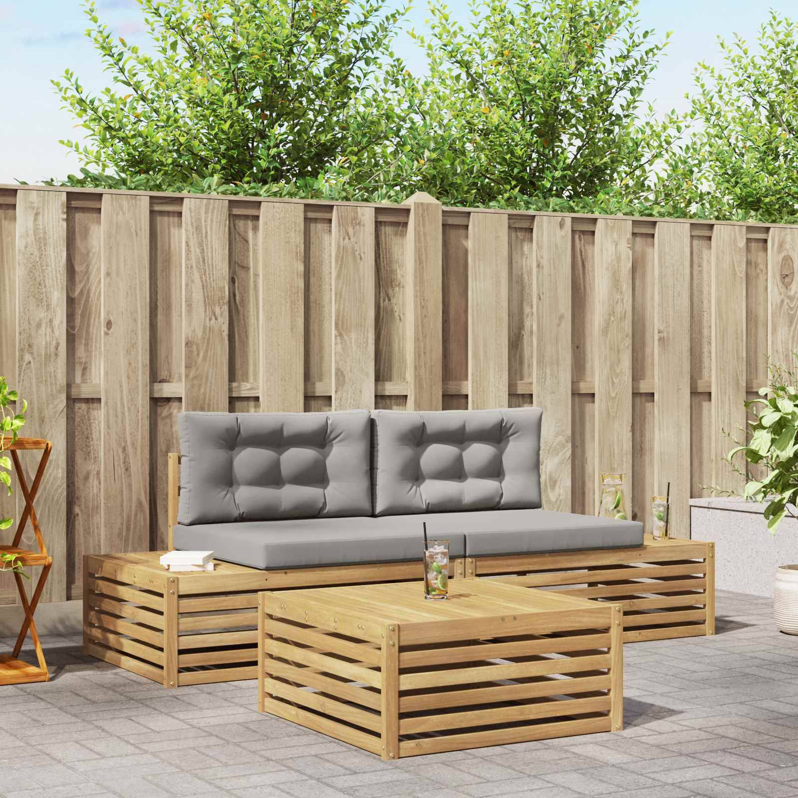 vidaXL 3 Stück Outdoor-Sofagarnitur Polyester Weiß