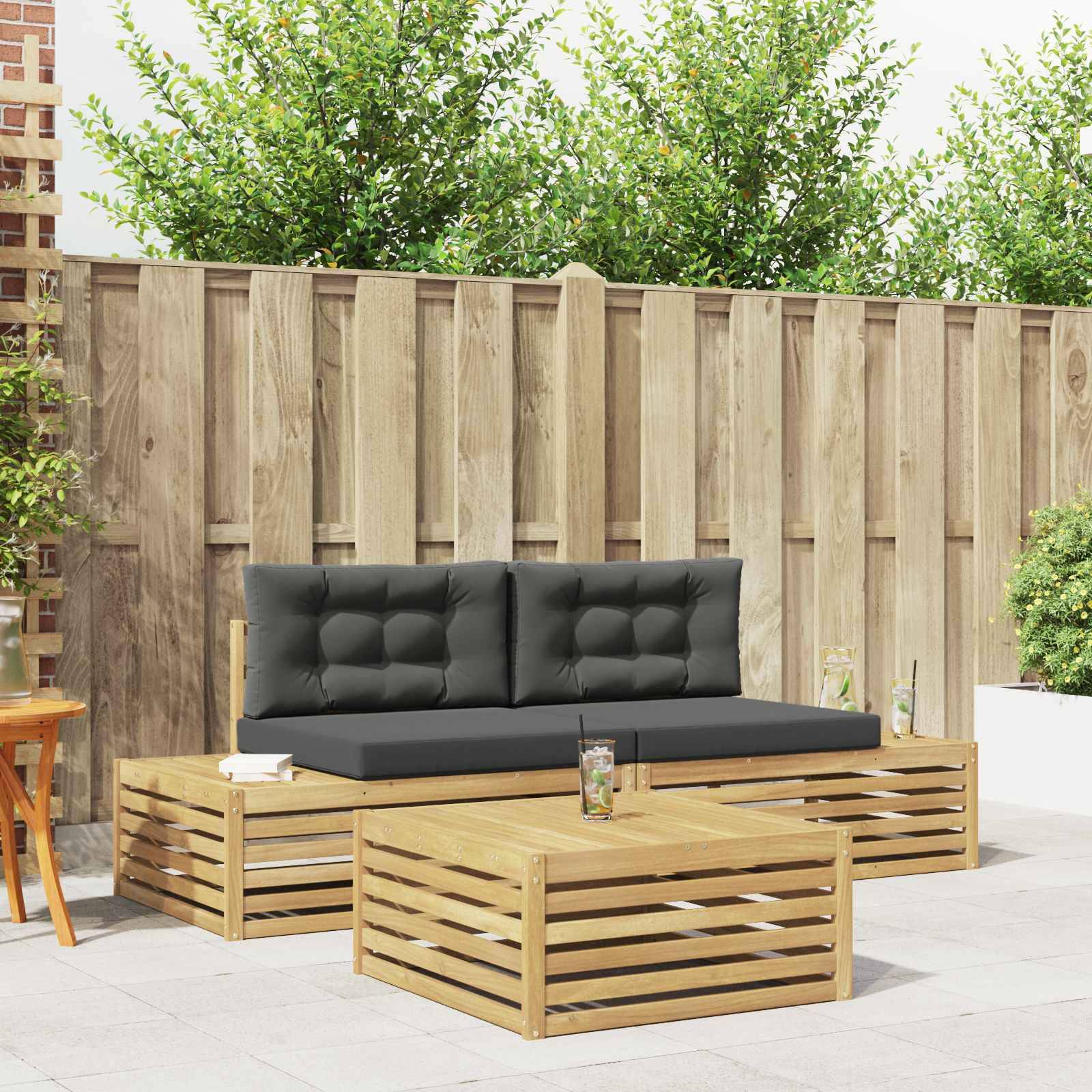vidaXL 3 Stück Outdoor-Sofagarnitur Polyester Weiß
