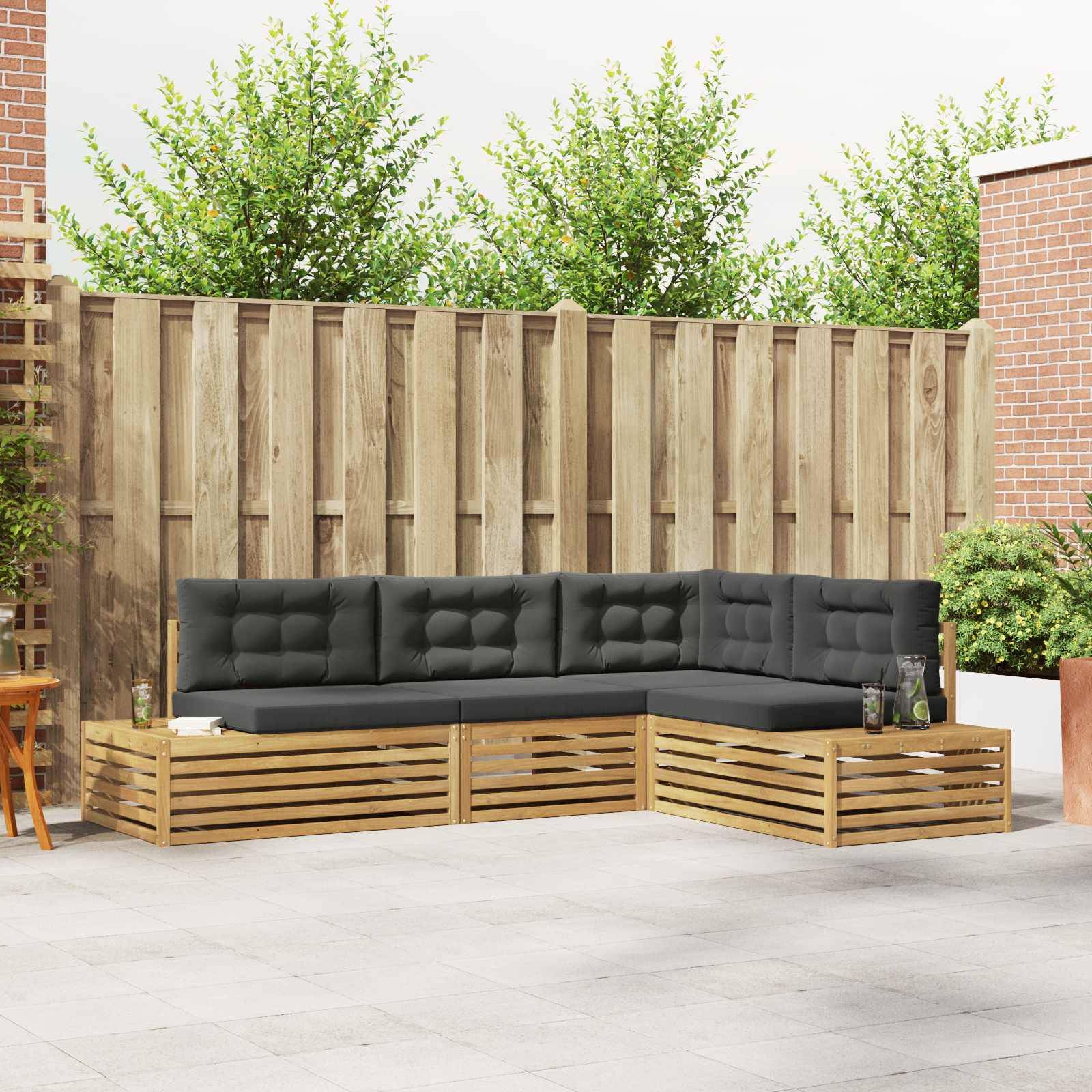 vidaXL 4 Stück Outdoor-Sofagarnitur Polyester Weiß