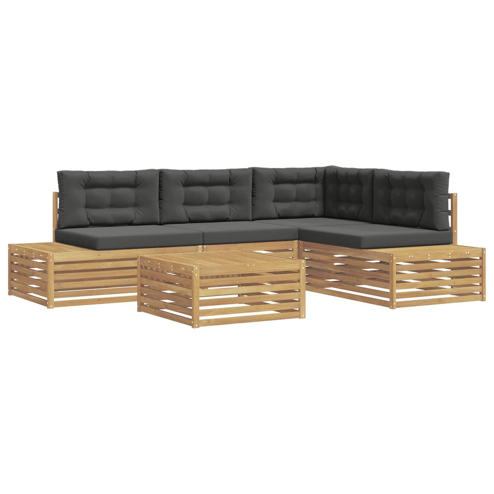 vidaXL 5 Stück Outdoor-Sofagarnitur Polyester Weiß