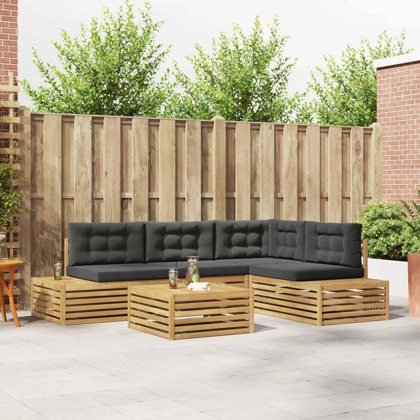 vidaXL 5 Stück Outdoor-Sofagarnitur Polyester Weiß