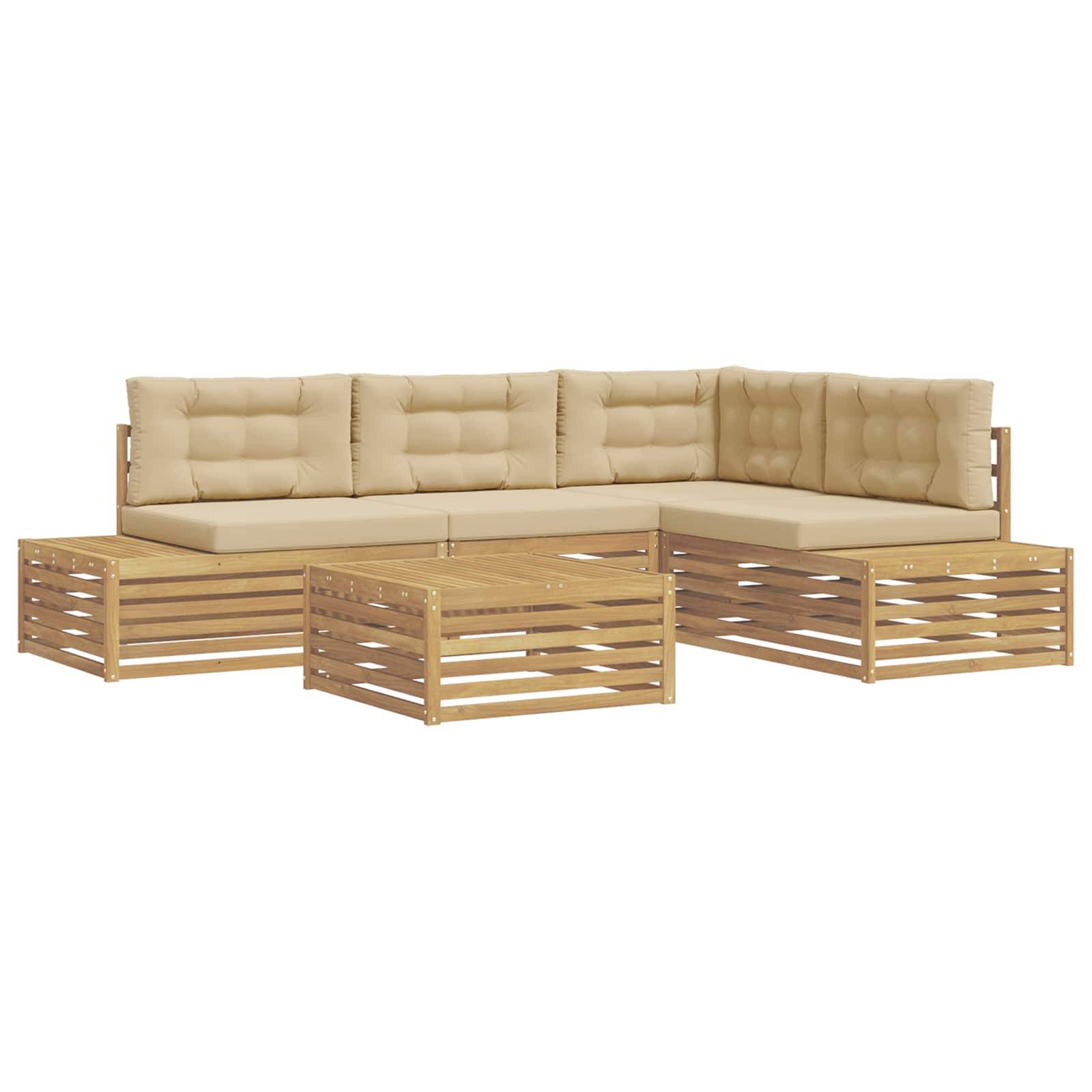 vidaXL 5 Stück Outdoor-Sofagarnitur Polyester Weiß