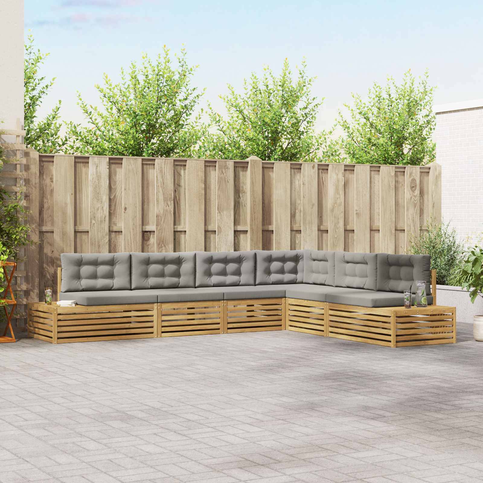 vidaXL 6 Stück Outdoor-Sofagarnitur Polyester Weiß