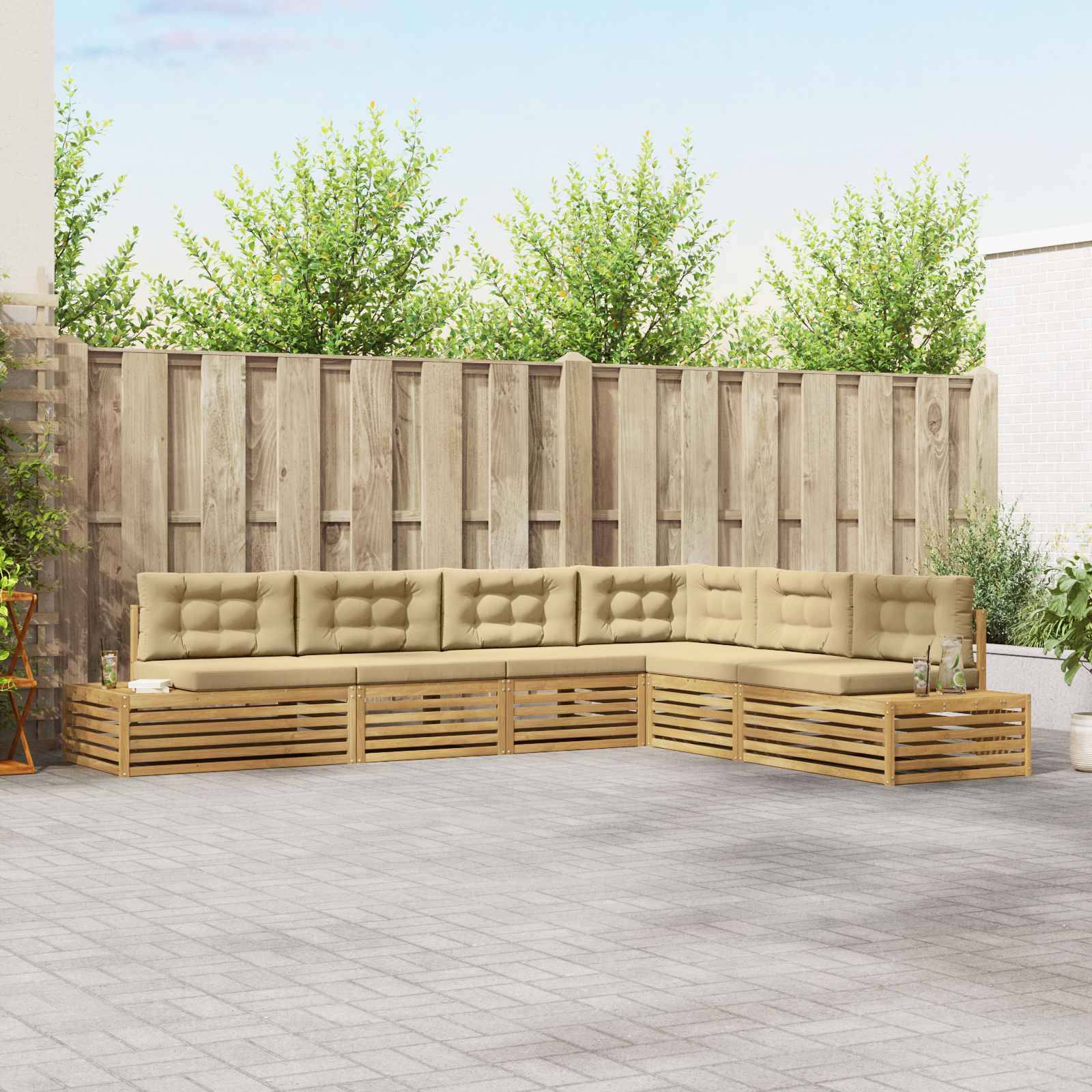 vidaXL 6 Stück Outdoor-Sofagarnitur Polyester Weiß