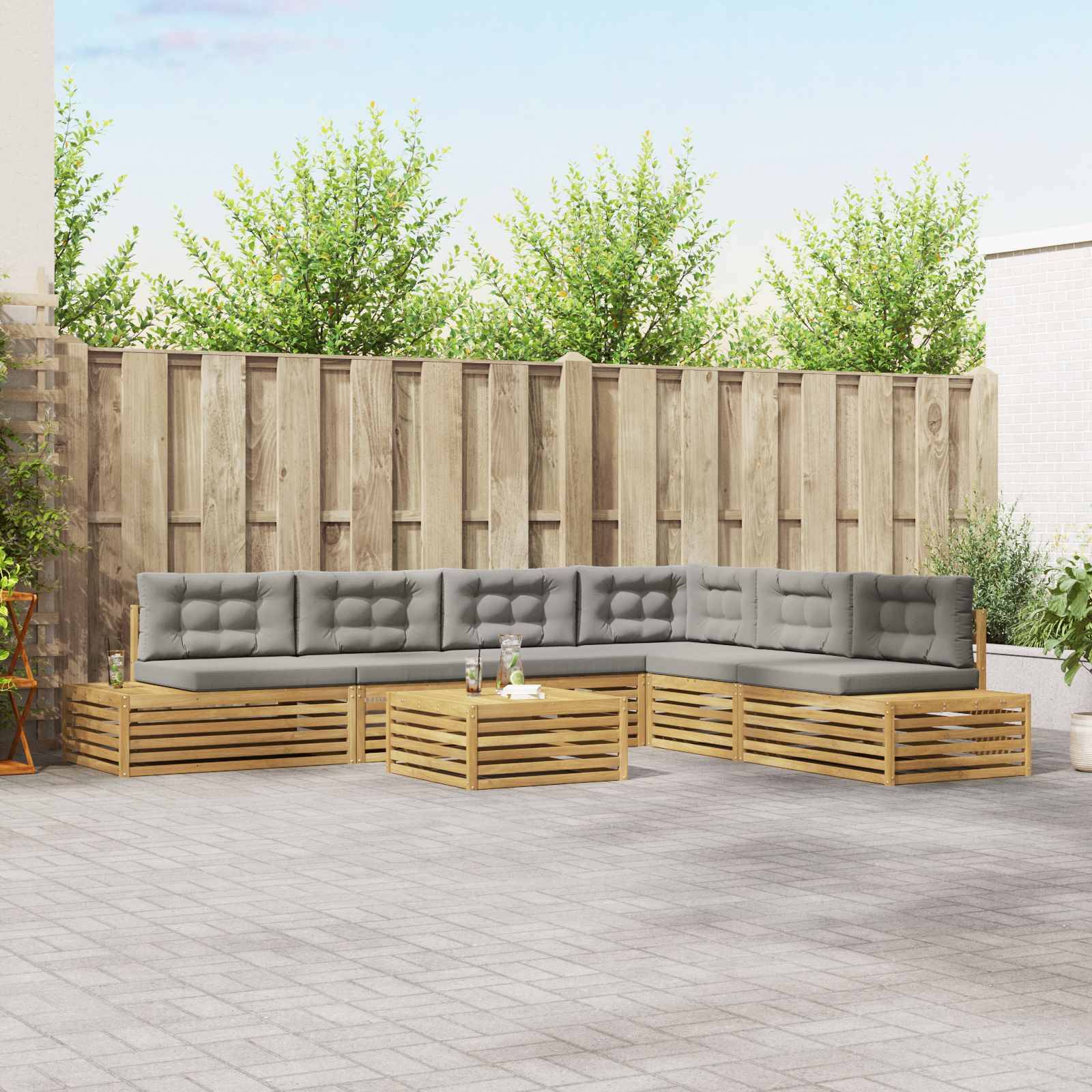 vidaXL 7 Stück Outdoor-Sofagarnitur Polyester Weiß
