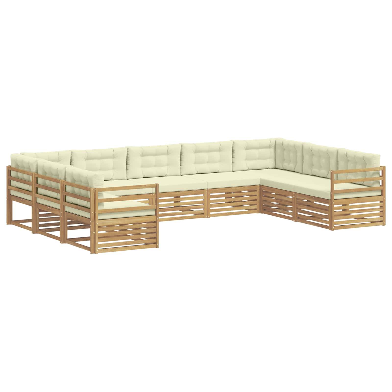 vidaXL Outdoor-Sofagarnitur 9 pcs Weiß und Creme 404 x 245,5 x 73 cm