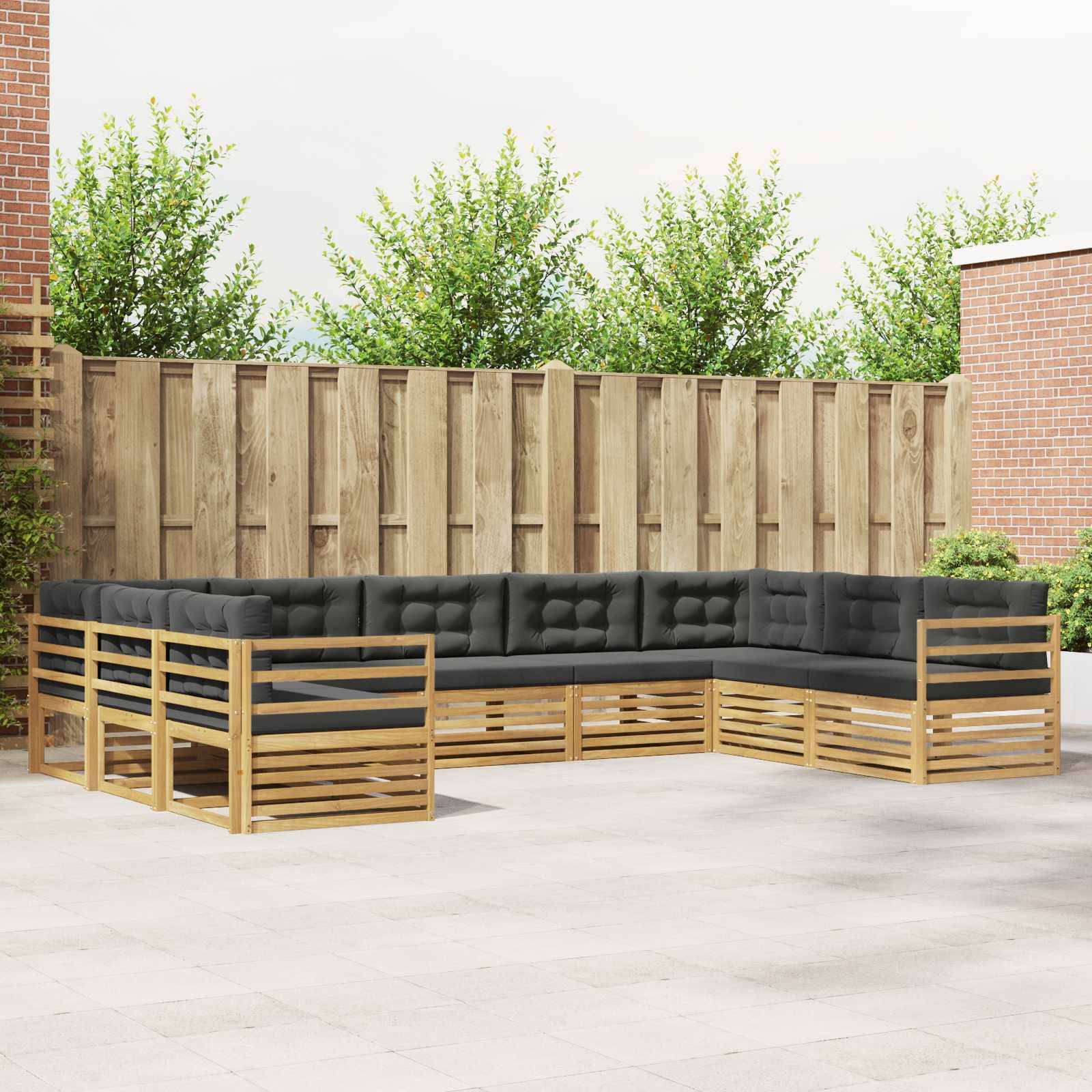 vidaXL Outdoor-Sofagarnitur 9 pcs Weiß und Anthrazit