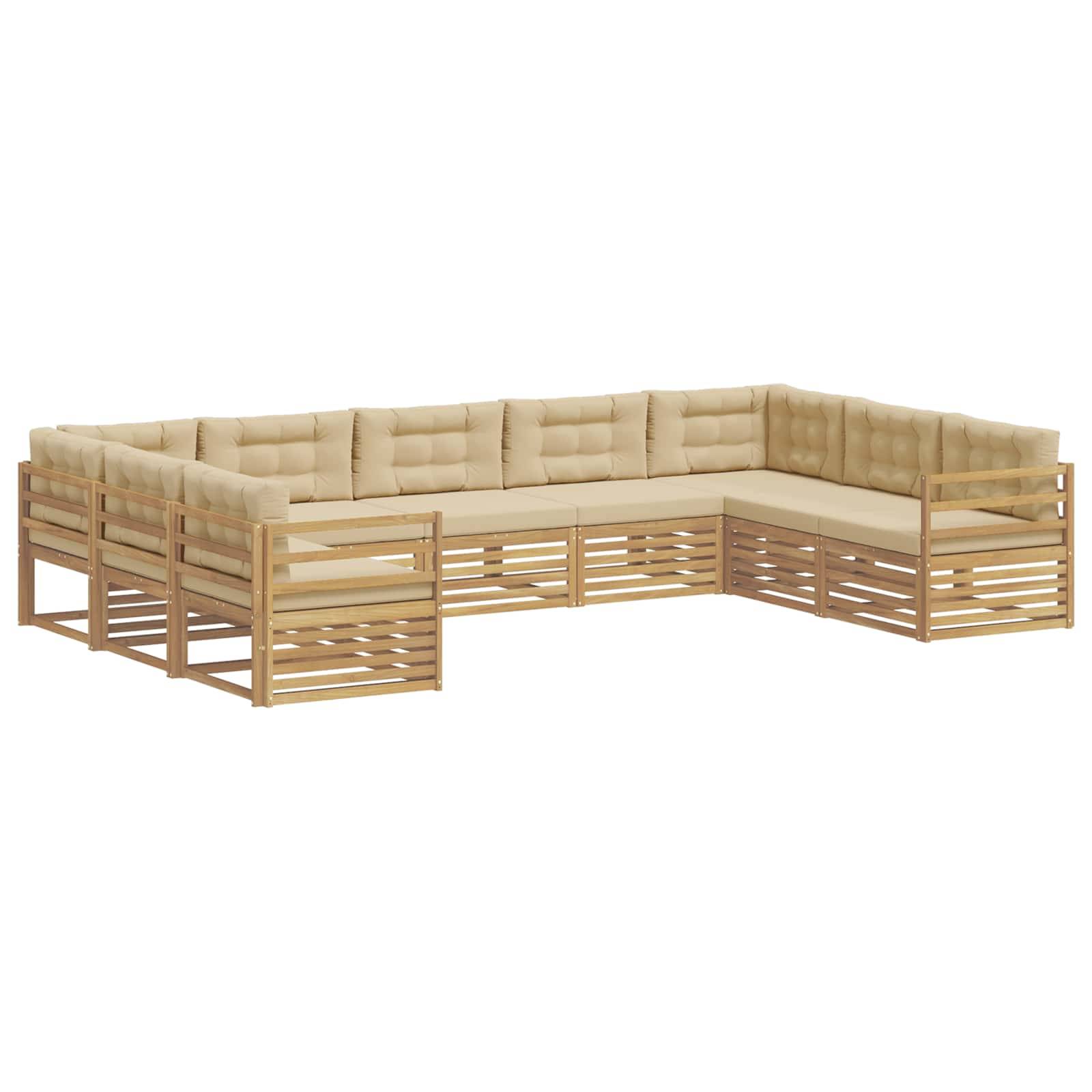 vidaXL Outdoor-Sofagarnitur 9 pcs Weiß und Beige 404 x 245,5 x 73 cm