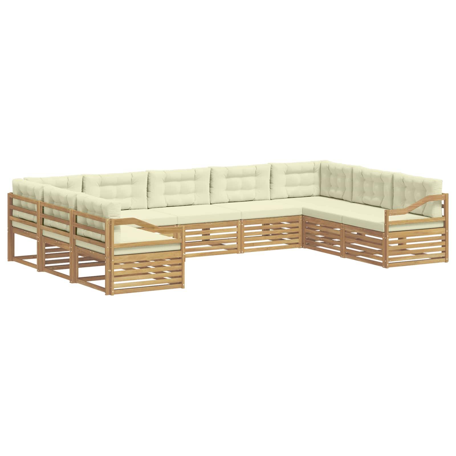 vidaXL Outdoor-Sofagarnitur 9 pcs Weiß und Creme 404 x 245,5 x 73 cm