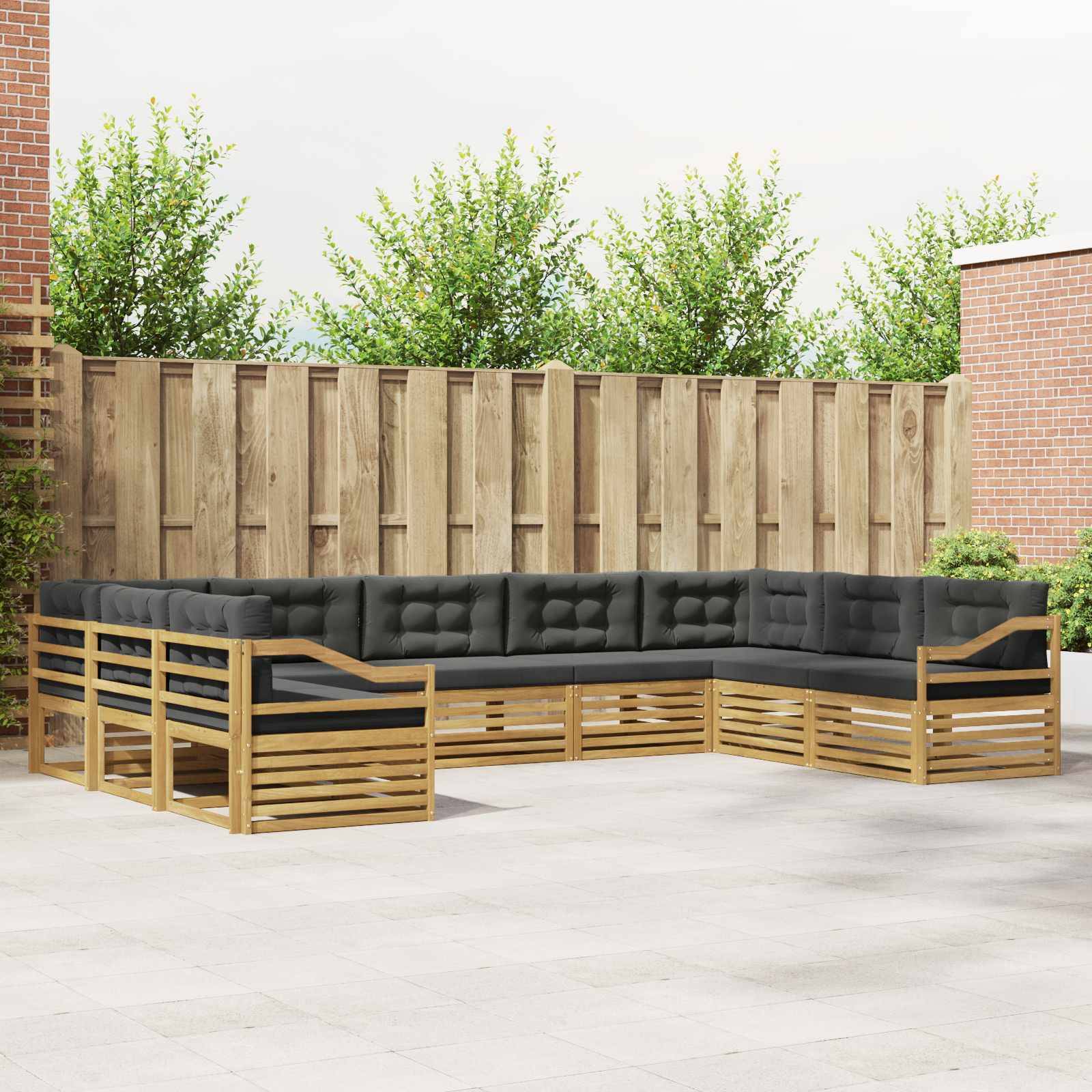 vidaXL Outdoor-Sofagarnitur 9 pcs Weiß und Anthrazit