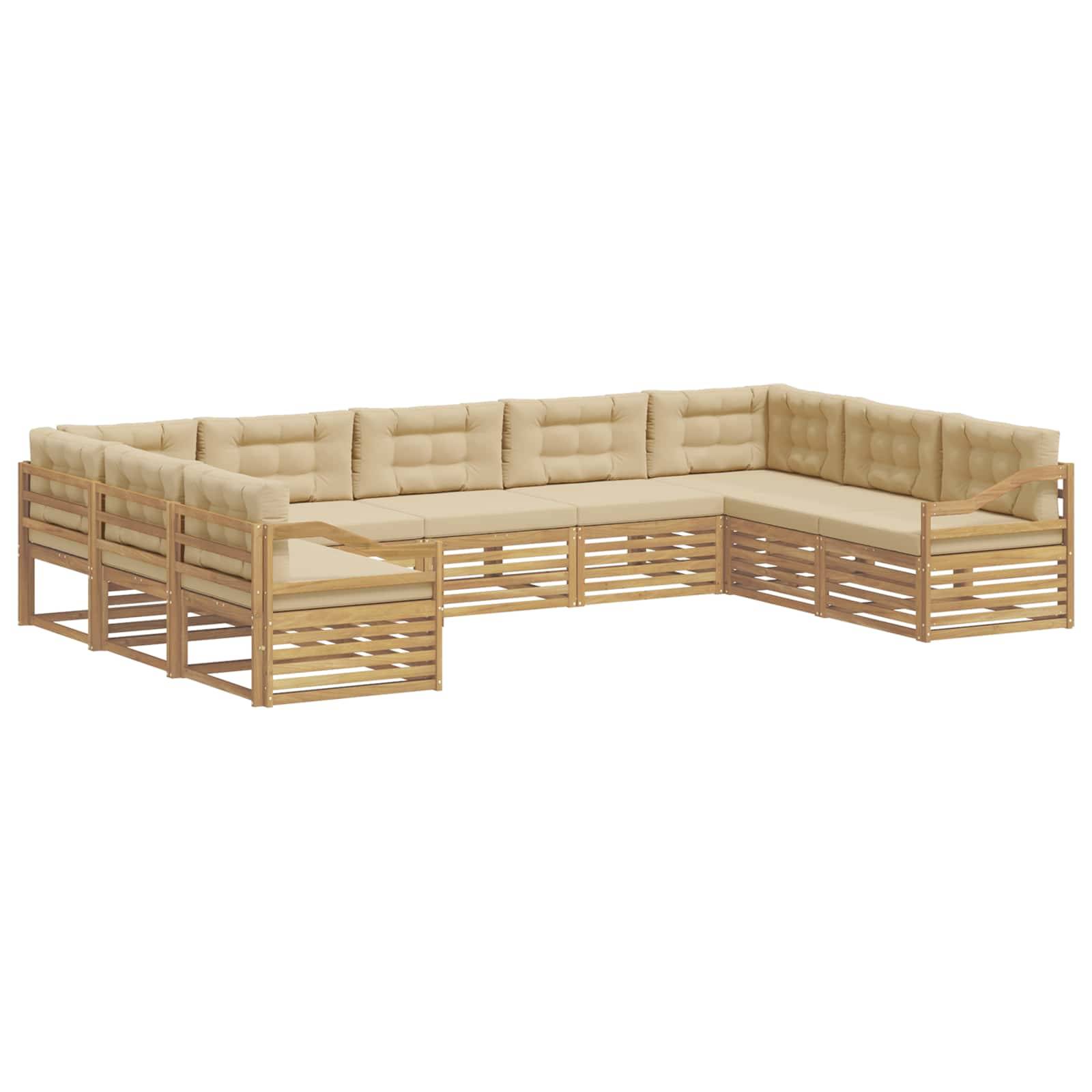 vidaXL Outdoor-Sofagarnitur 9 pcs Weiß und Beige 404 x 245,5 x 73 cm