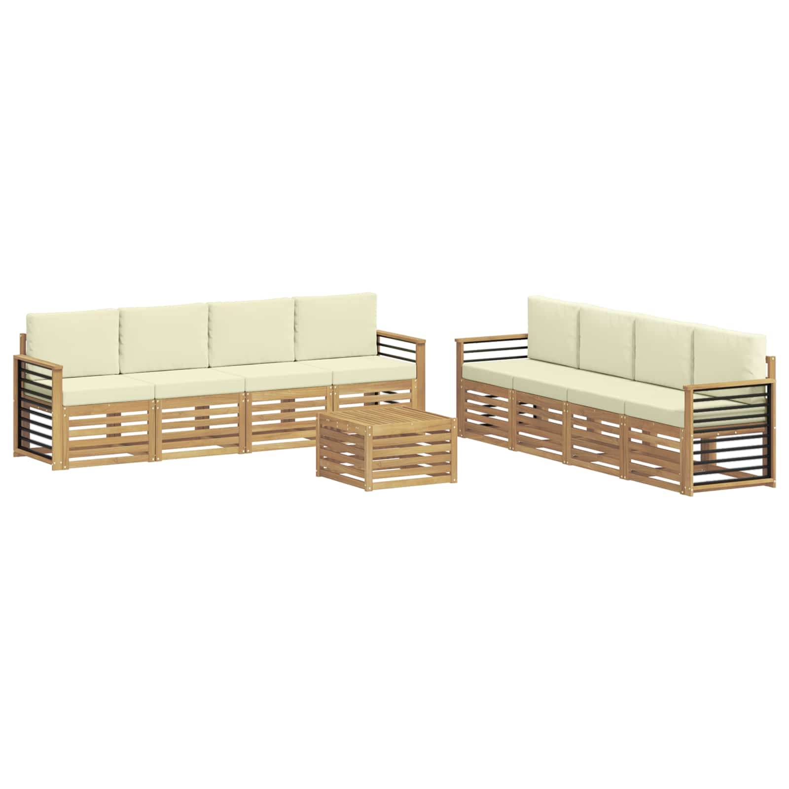 vidaXL Sofagarnituren mit Kissen 9 pcs Weiß und Creme Polyester