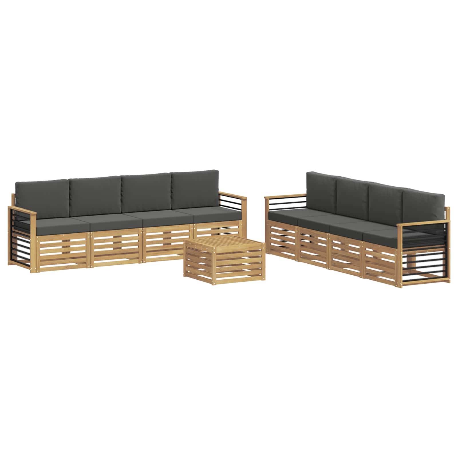 vidaXL Sofagarnituren mit Kissen 9 pcs Weiß und Anthrazit Polyester