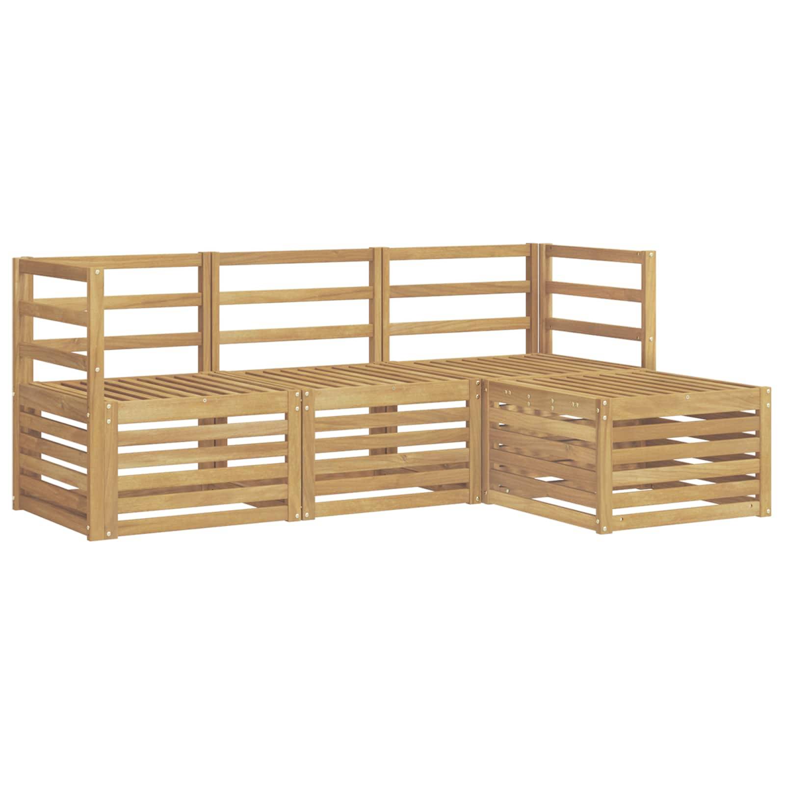 vidaXL Outdoor-Sofagarnitur 4 pcs Weiß Massivholz Akazie