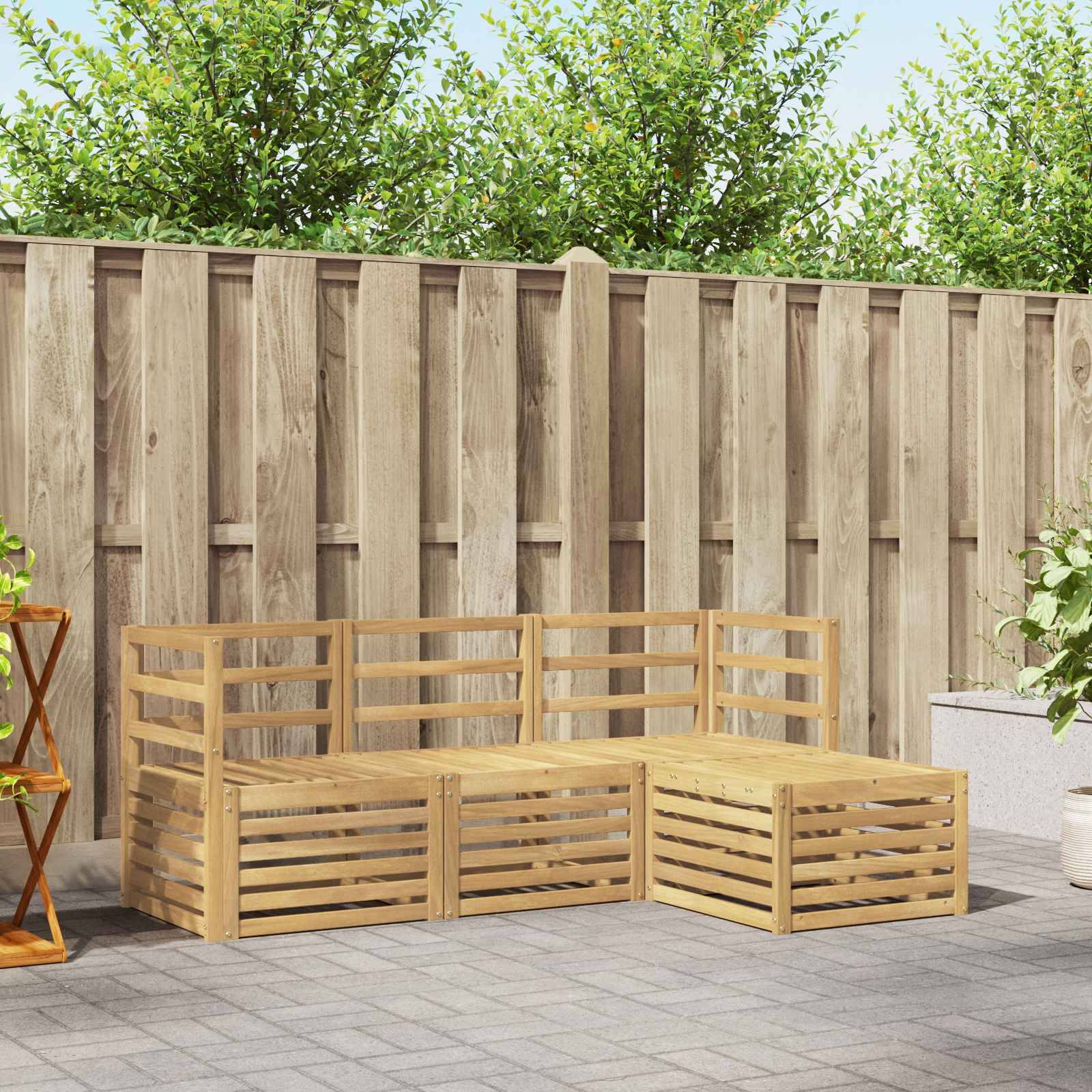 vidaXL Outdoor-Sofagarnitur 4 pcs Weiß Massivholz Akazie