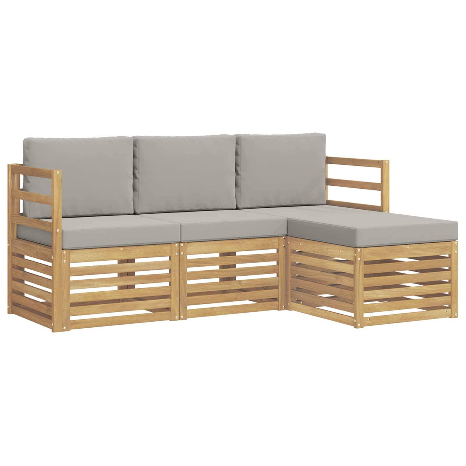 vidaXL Outdoor-Sofagarnitur 4 pcs Weiß und Hellgrau