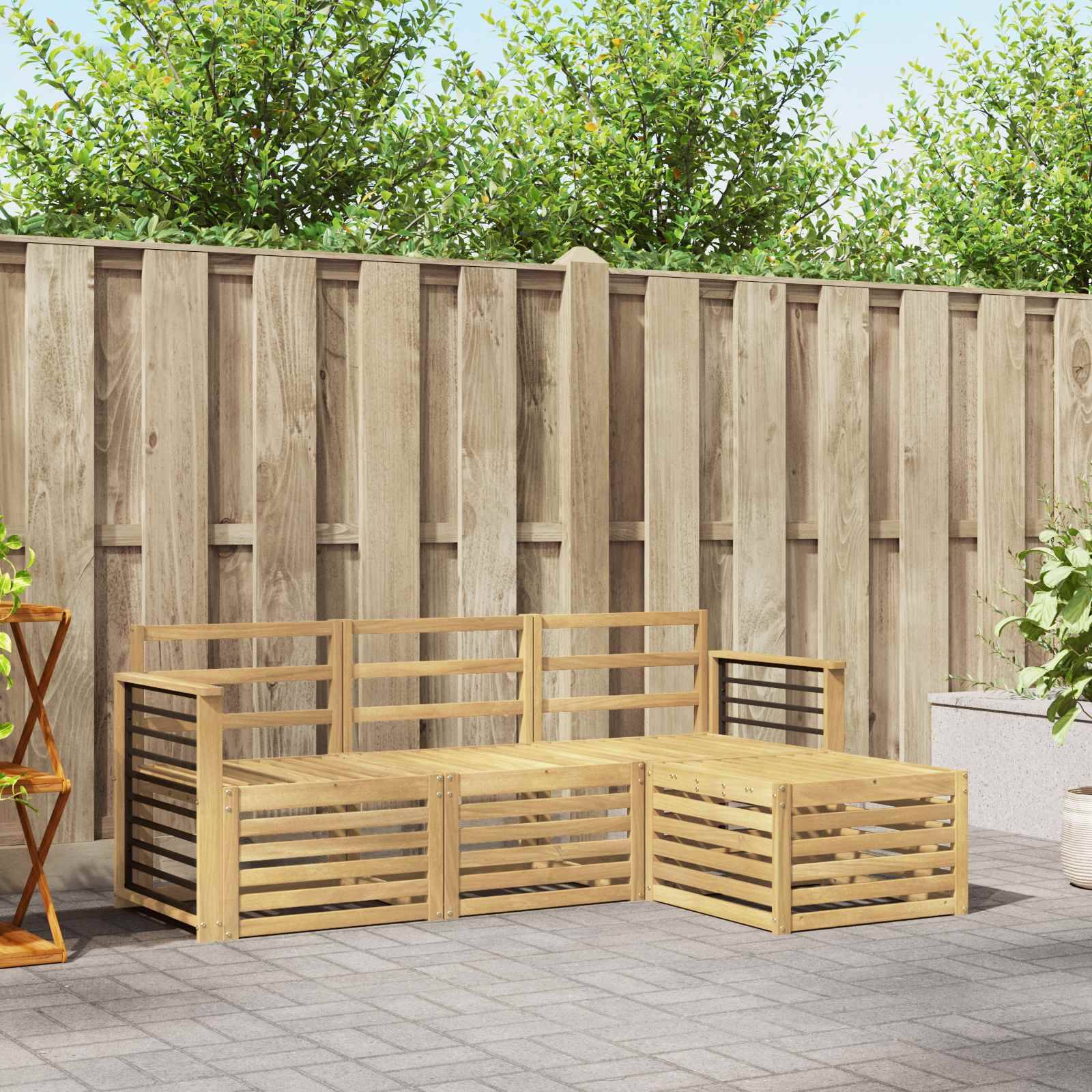 vidaXL Outdoor-Sofagarnitur 4 pcs Weiß Massivholz Akazie