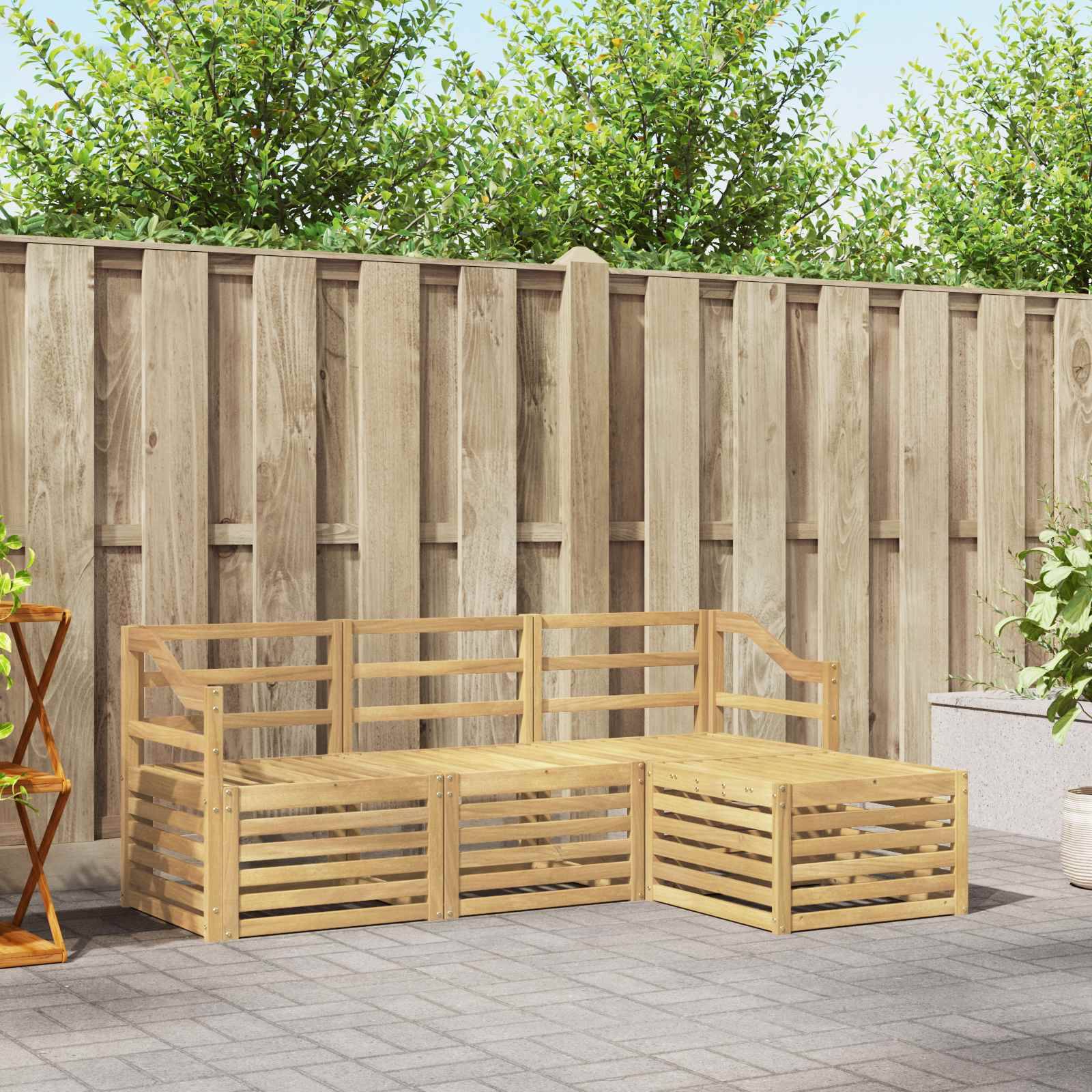 vidaXL Outdoor-Sofagarnitur 4 pcs Weiß Massivholz Akazie