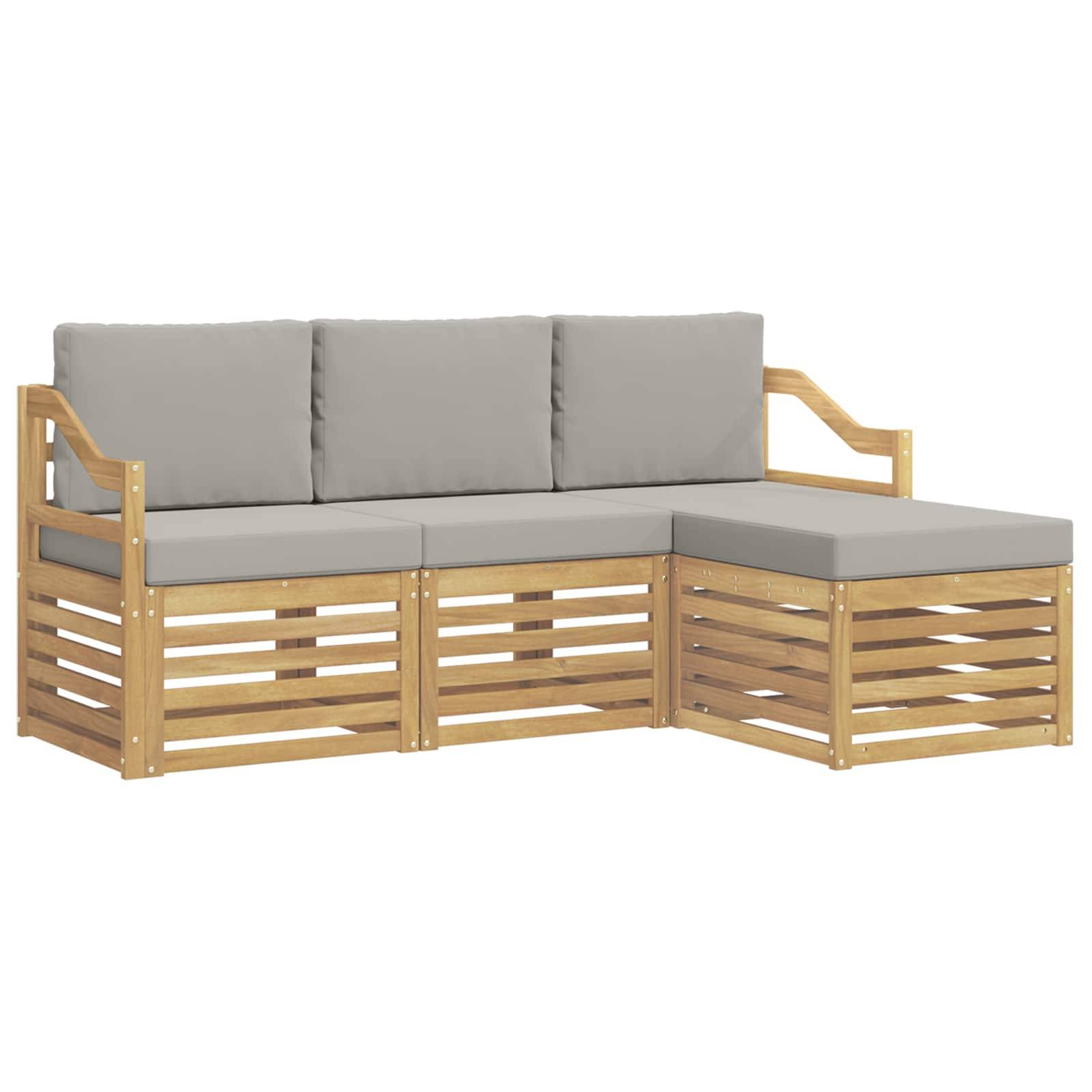 vidaXL Outdoor-Sofagarnitur 4 pcs Weiß und Hellgrau