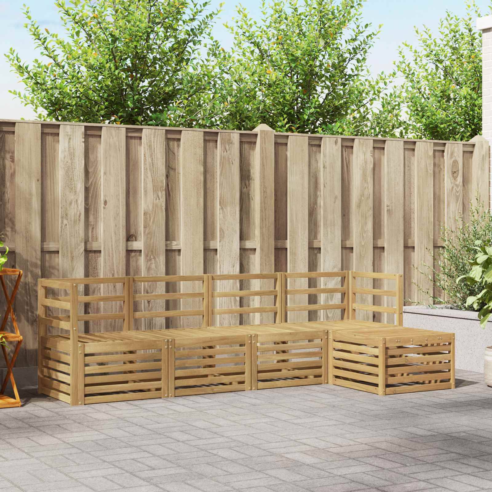 vidaXL Outdoor-Sofagarnitur 5 pcs Weiß Massivholz Akazie