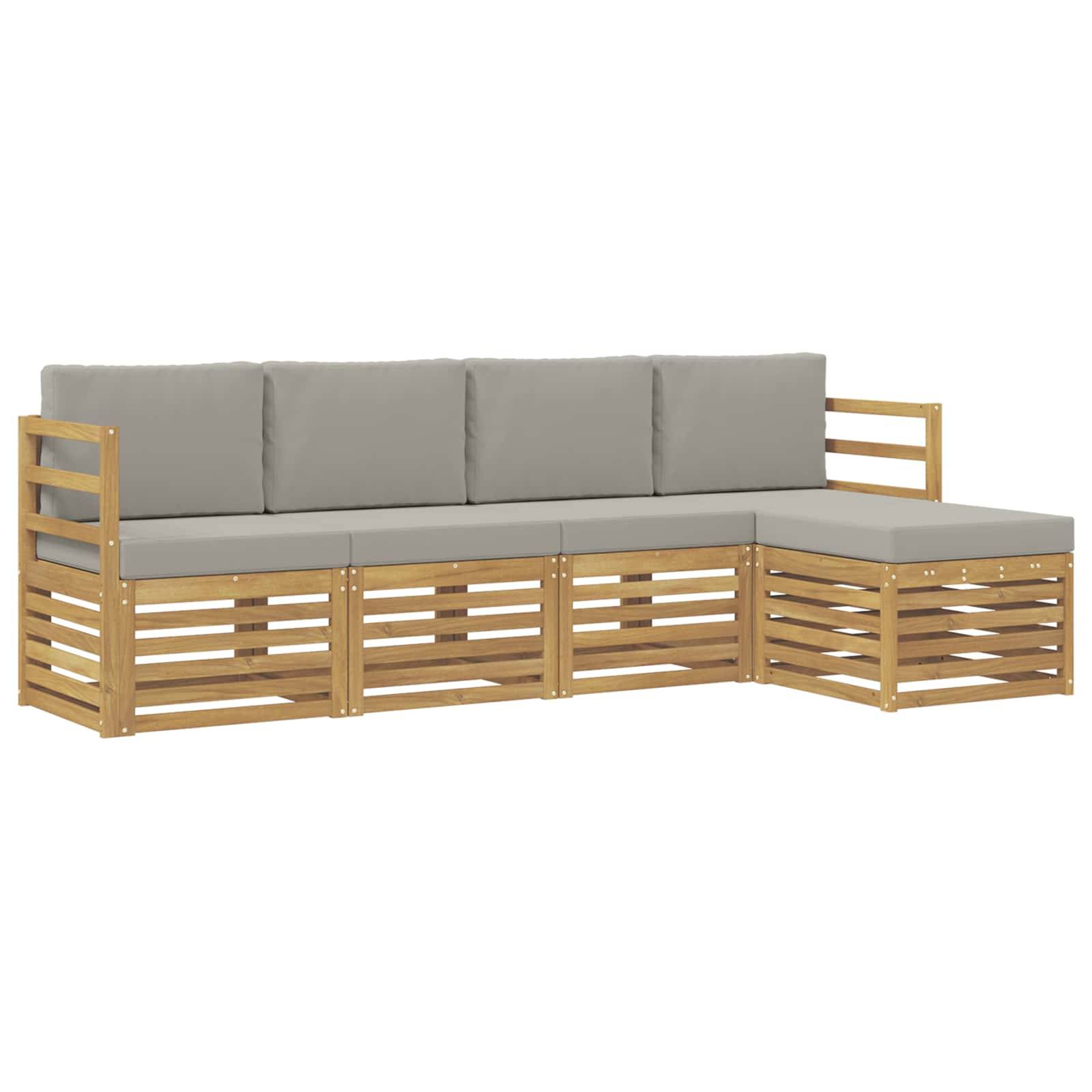 vidaXL Outdoor-Sofagarnitur 5 pcs Weiß und Hellgrau