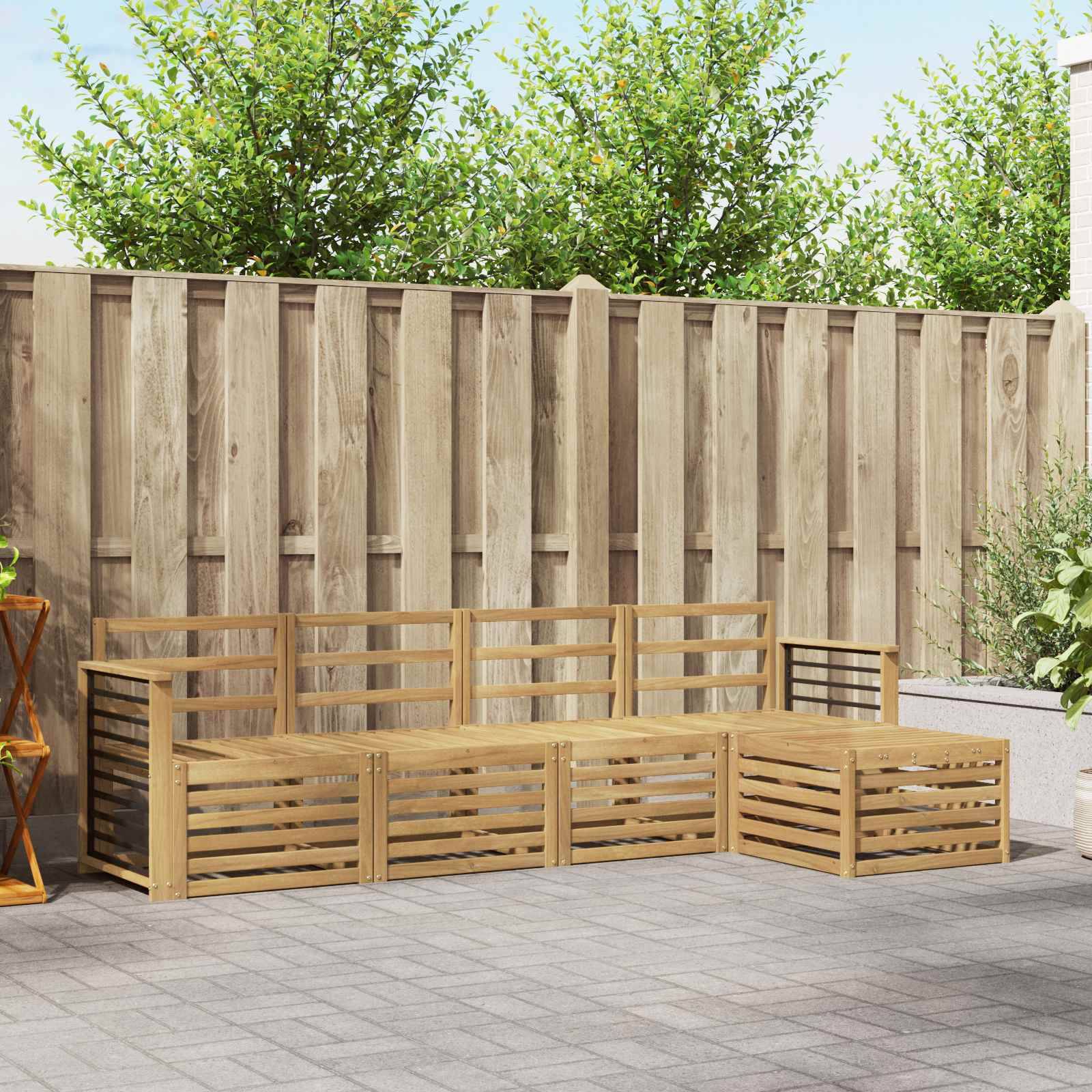 vidaXL Outdoor-Sofagarnitur 5 pcs Weiß Massivholz Akazie