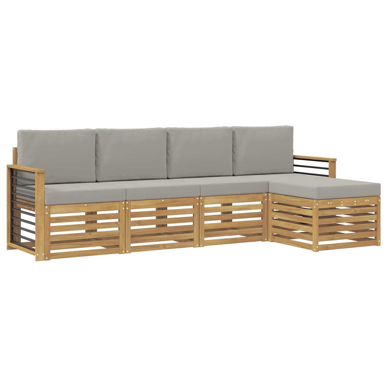 vidaXL Outdoor-Sofagarnitur 5 pcs Weiß und Hellgrau