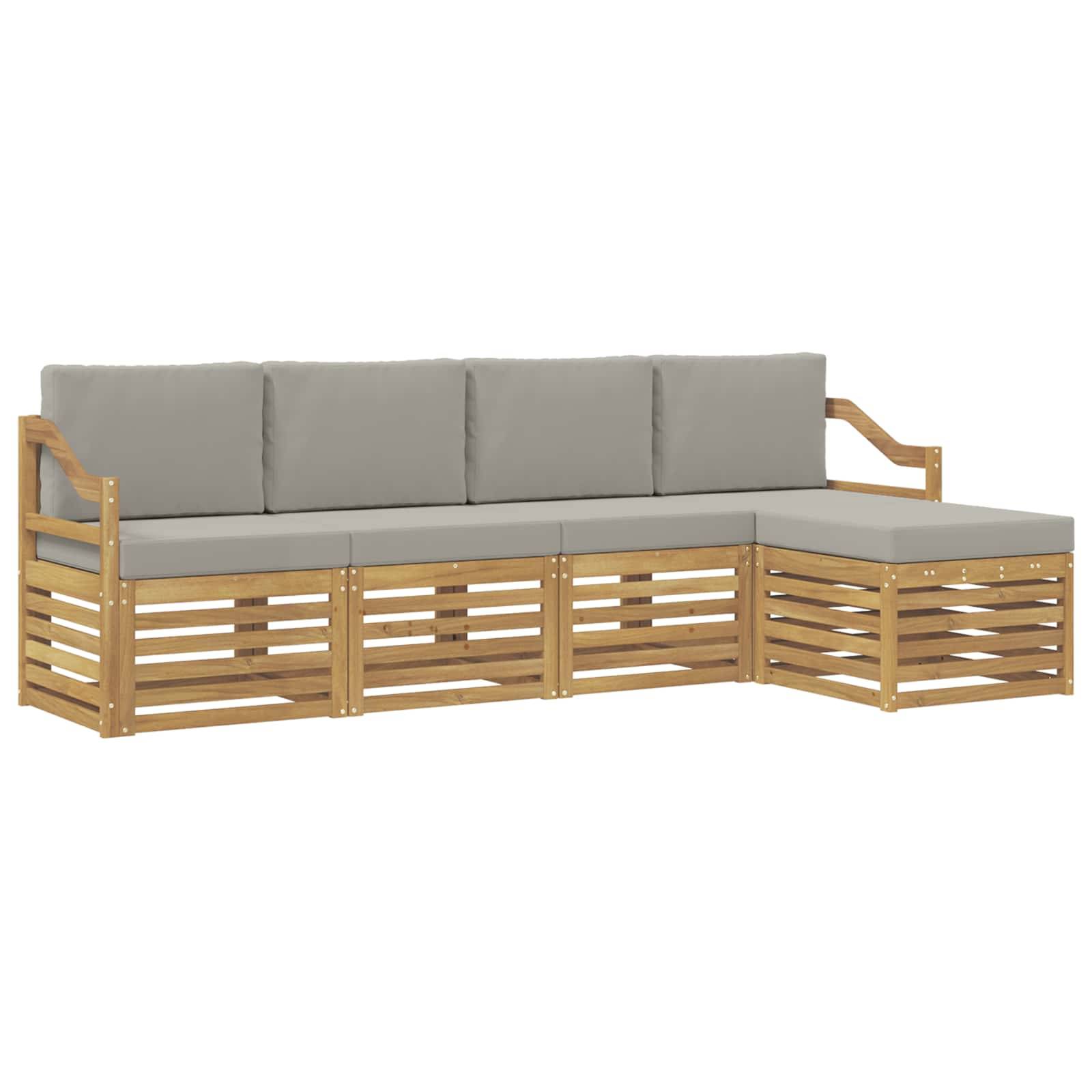 vidaXL Outdoor-Sofagarnitur 5 pcs Weiß und Hellgrau