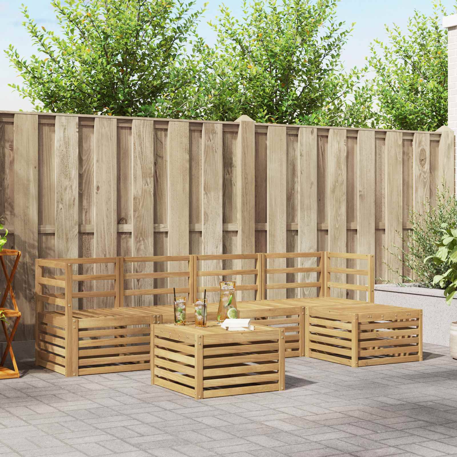 vidaXL Outdoor-Sofagarnitur 6 pcs Weiß Massivholz Akazie