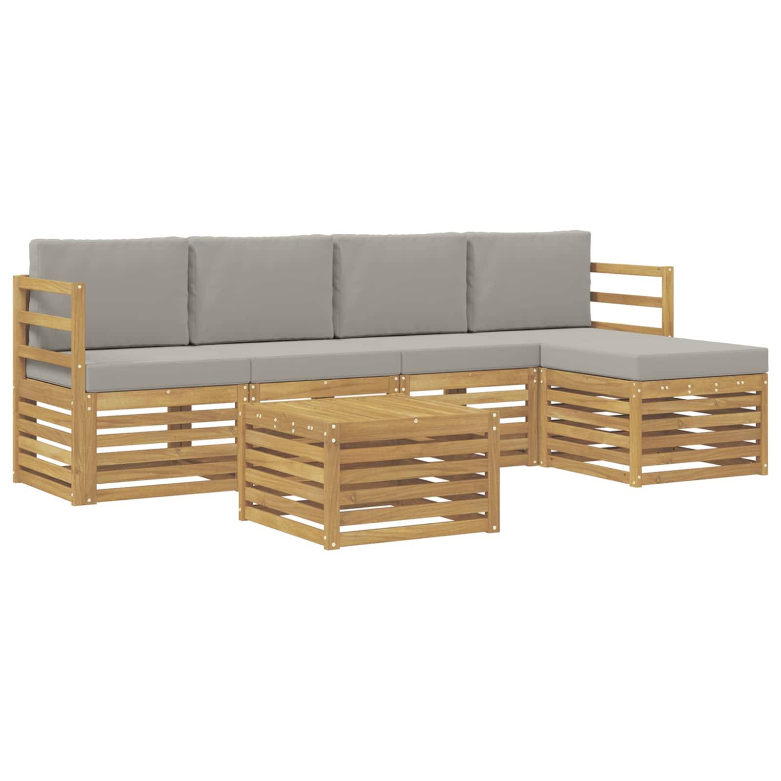 vidaXL Outdoor-Sofagarnitur 6 pcs Weiß und Hellgrau 59 x 59 x 37 cm