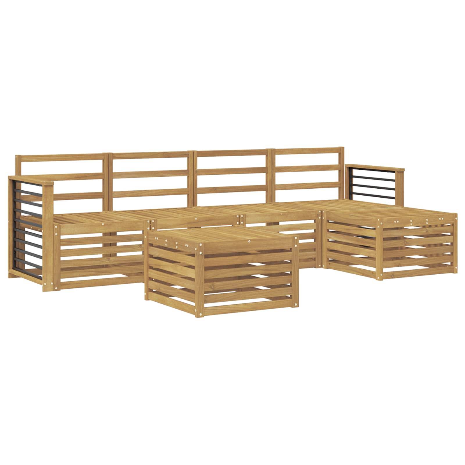 vidaXL Outdoor-Sofagarnitur 6 pcs Weiß Massivholz Akazie