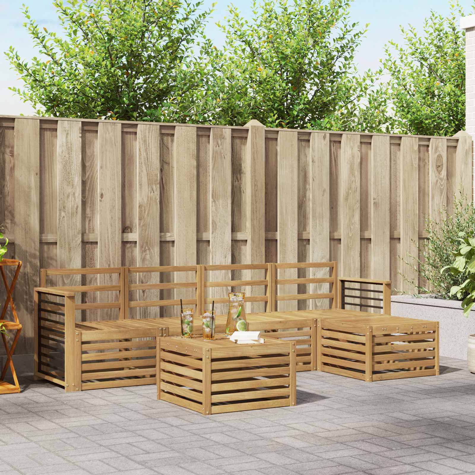 vidaXL Outdoor-Sofagarnitur 6 pcs Weiß Massivholz Akazie