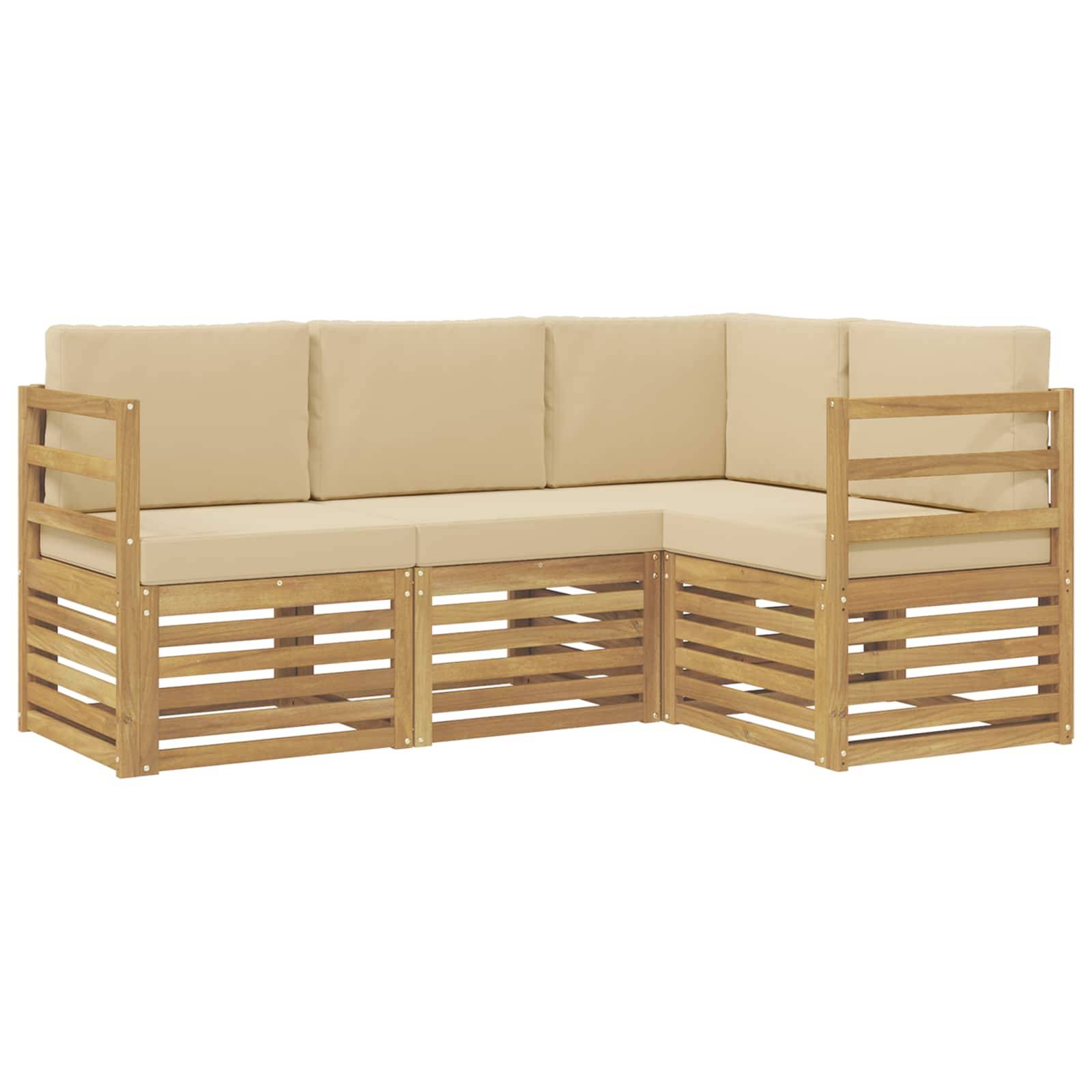 vidaXL Sofagarnituren 4 pcs Weiß und Beige 185,5 x 126,5 x 73 cm