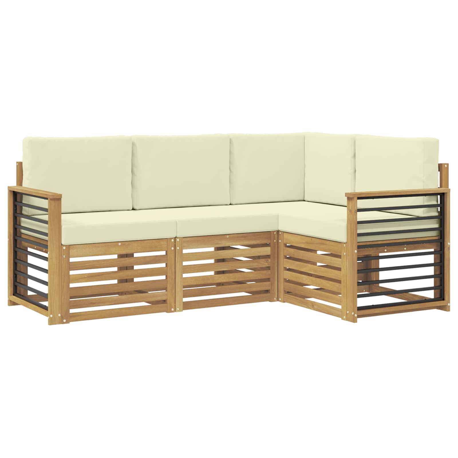 vidaXL Sofagarnituren mit Kissen 4 pcs Weiß und Creme Polyester