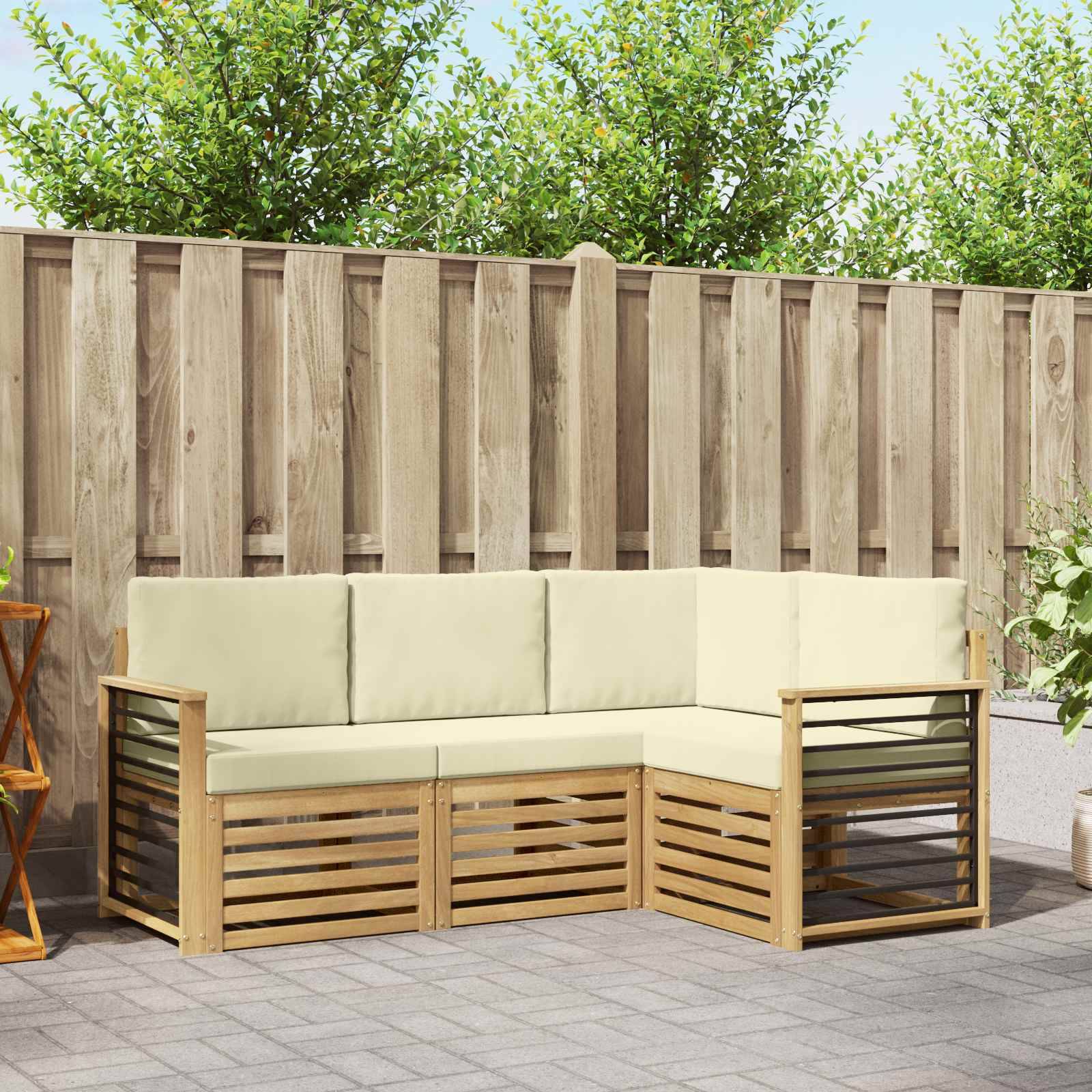 vidaXL Sofagarnituren mit Kissen 4 pcs Weiß und Creme Polyester