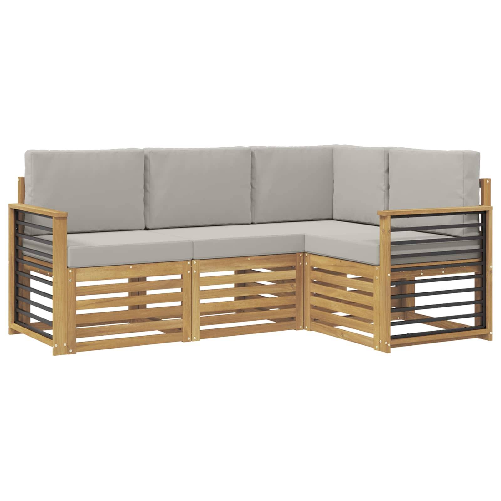 vidaXL Sofagarnituren 4 pcs Weiß und Hellgrau 187,5 x 128,5 x 73 cm