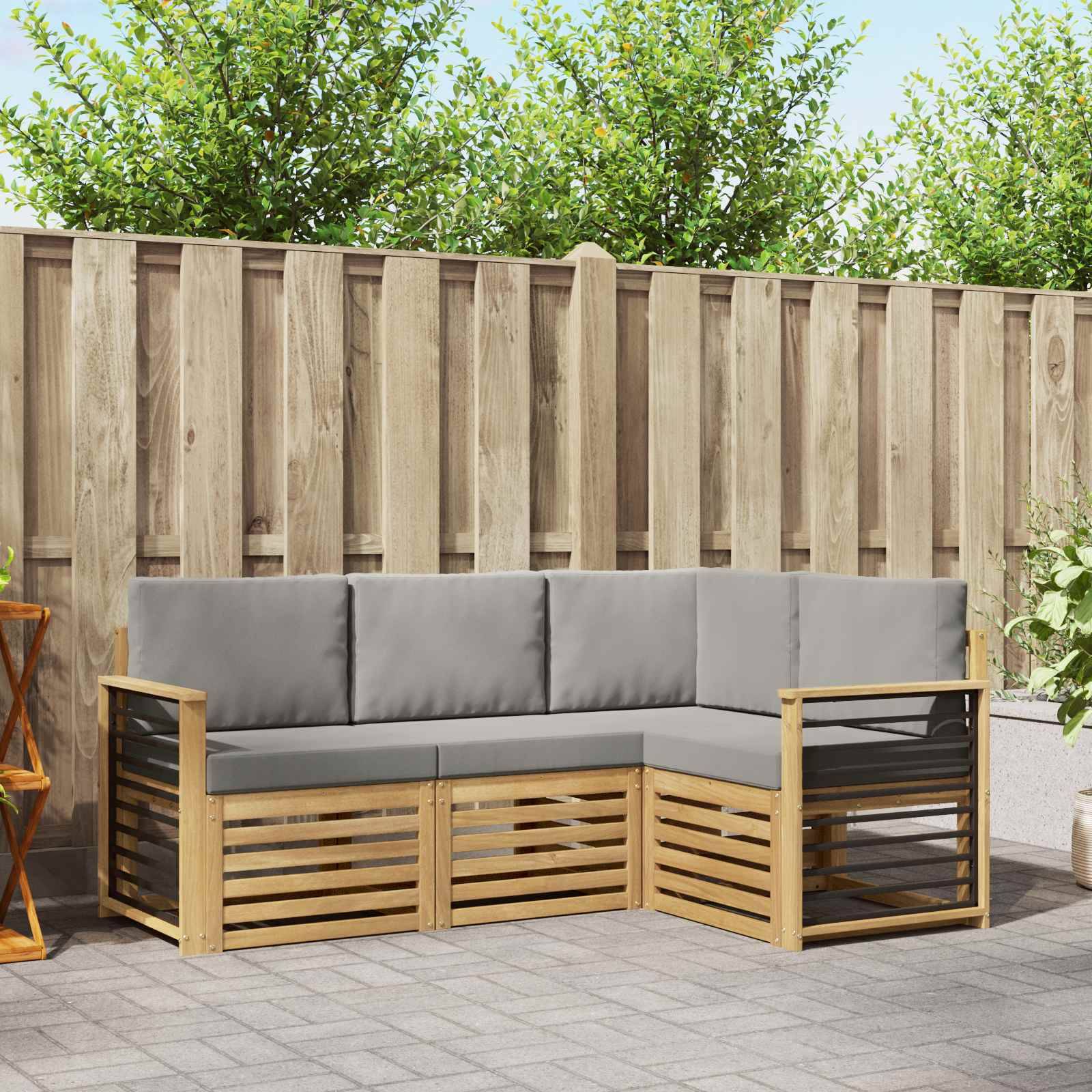 vidaXL Sofagarnituren 4 pcs Weiß und Hellgrau 187,5 x 128,5 x 73 cm