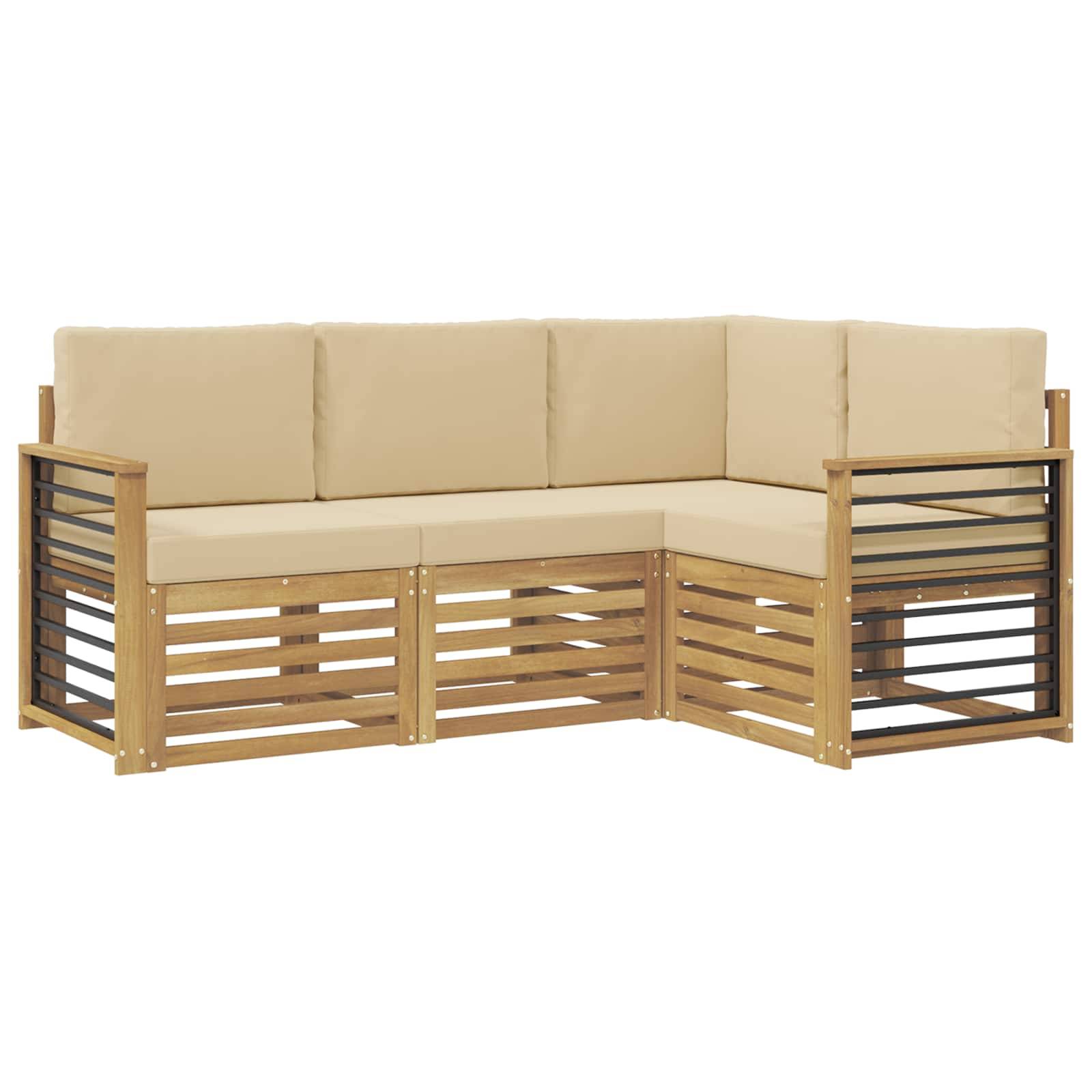 vidaXL Sofagarnituren 4 pcs Weiß und Beige 187,5 x 128,5 x 73 cm