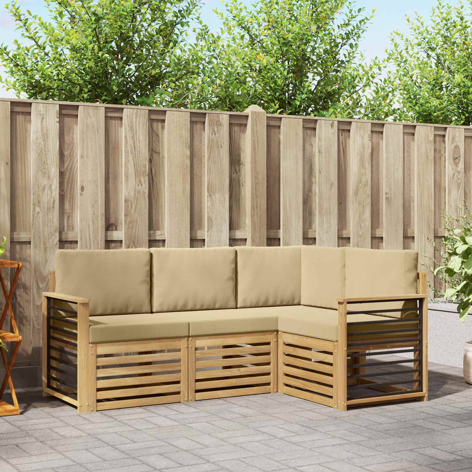 vidaXL Sofagarnituren 4 pcs Weiß und Beige 187,5 x 128,5 x 73 cm