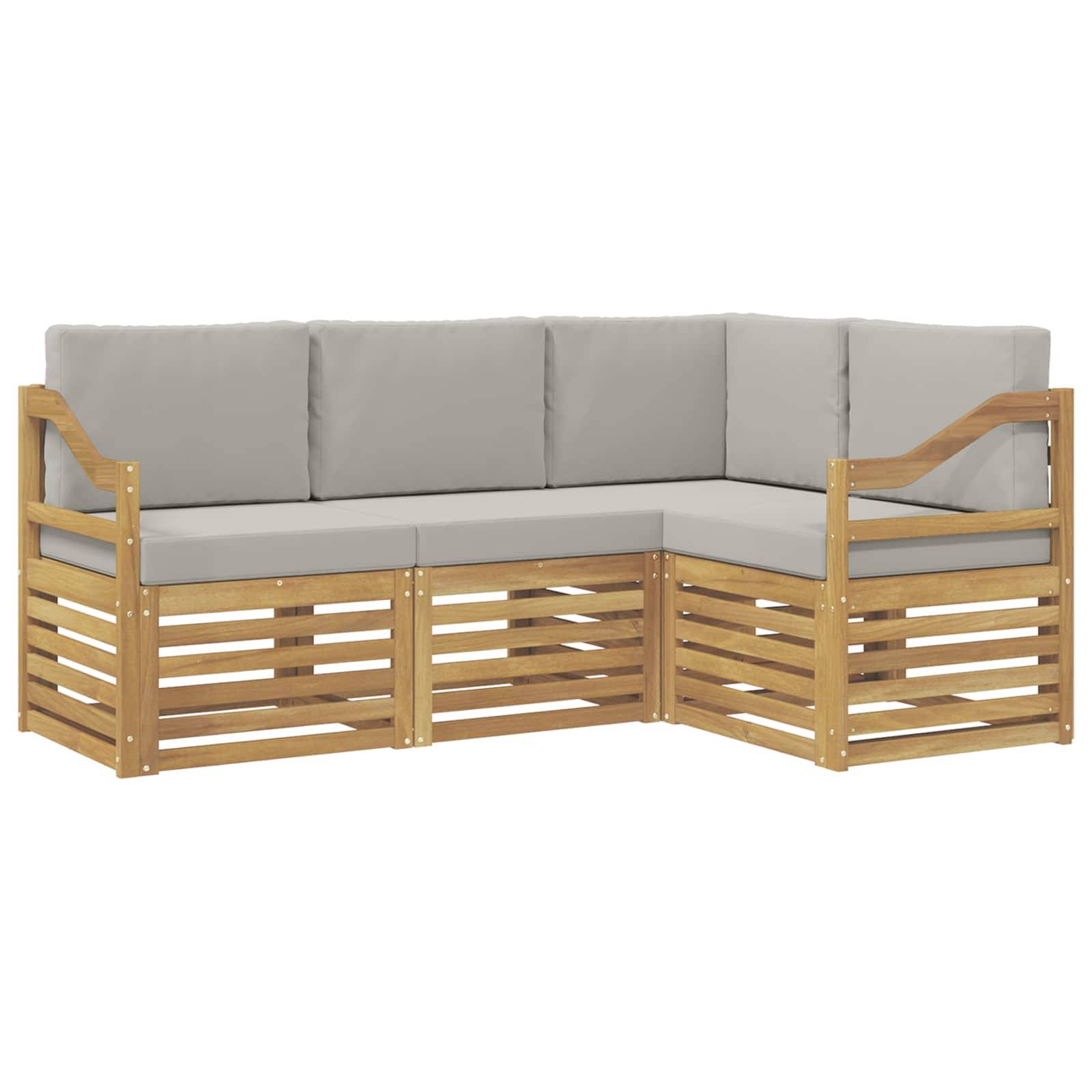 vidaXL Sofagarnituren 4 pcs Weiß und Hellgrau 185,5 x 126,5 x 73 cm