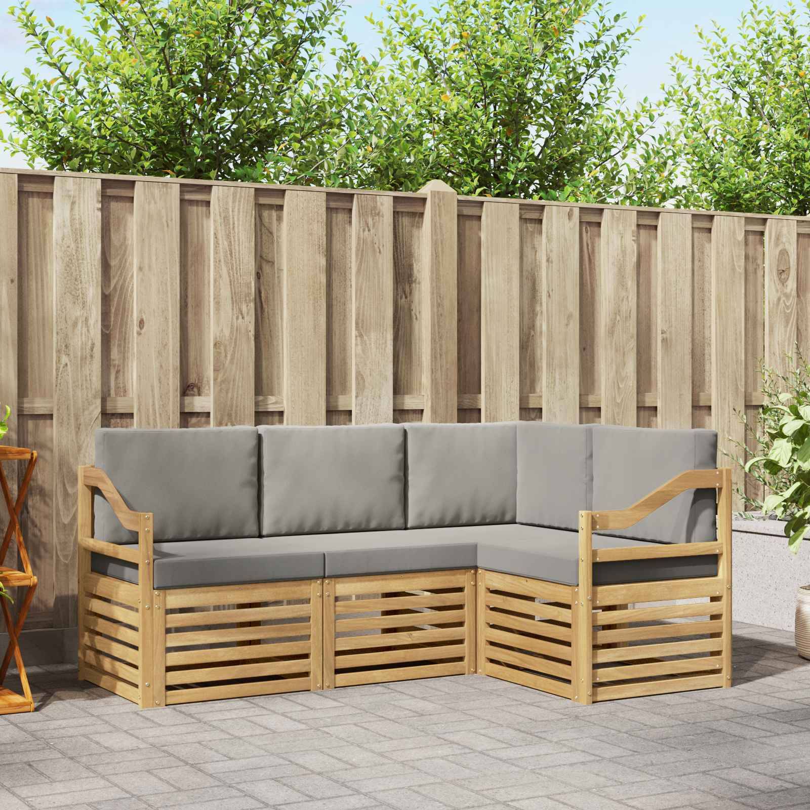 vidaXL Sofagarnituren 4 pcs Weiß und Hellgrau 185,5 x 126,5 x 73 cm