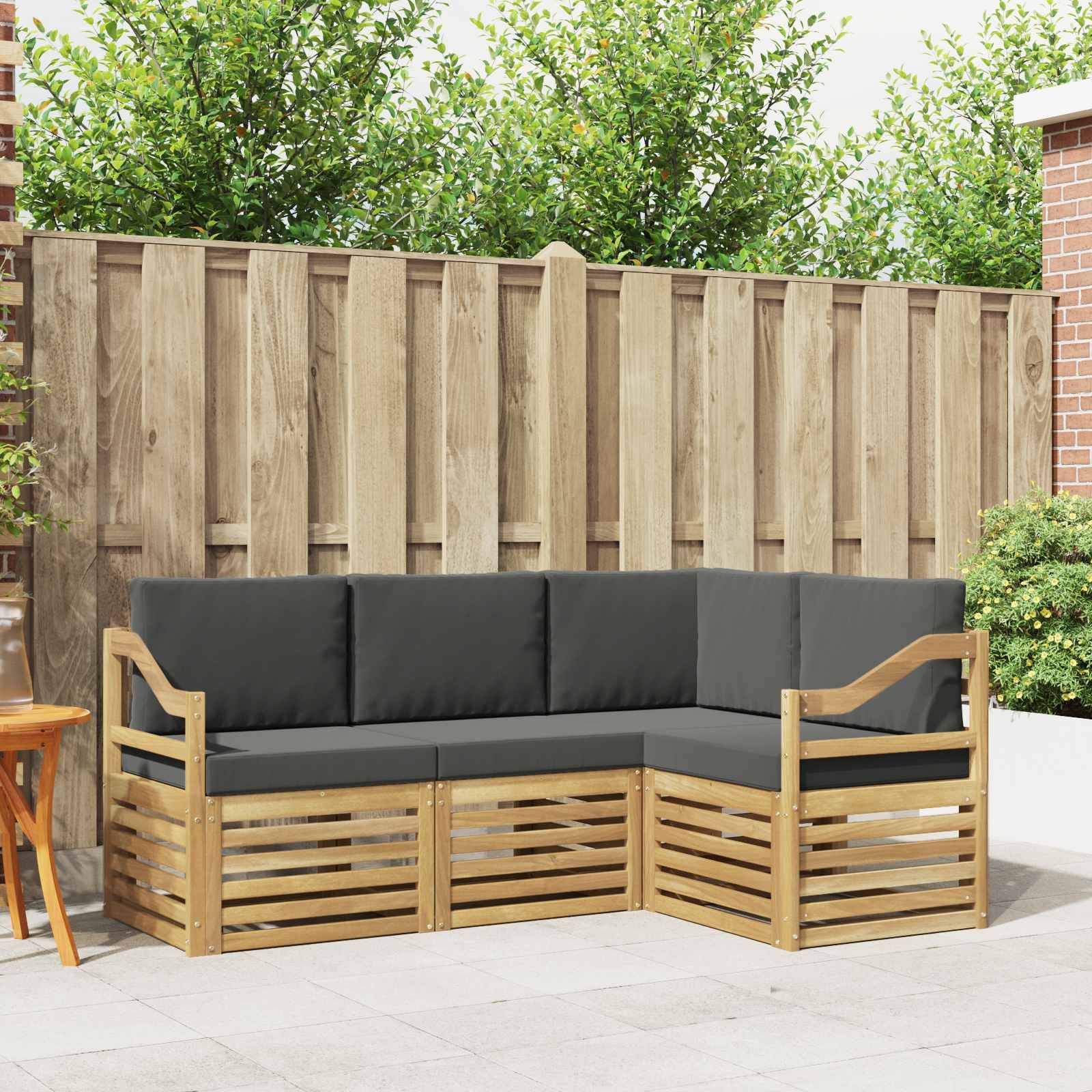 vidaXL Sofagarnituren 4 pcs Weiß und Anthrazit 185,5 x 126,5 x 73 cm