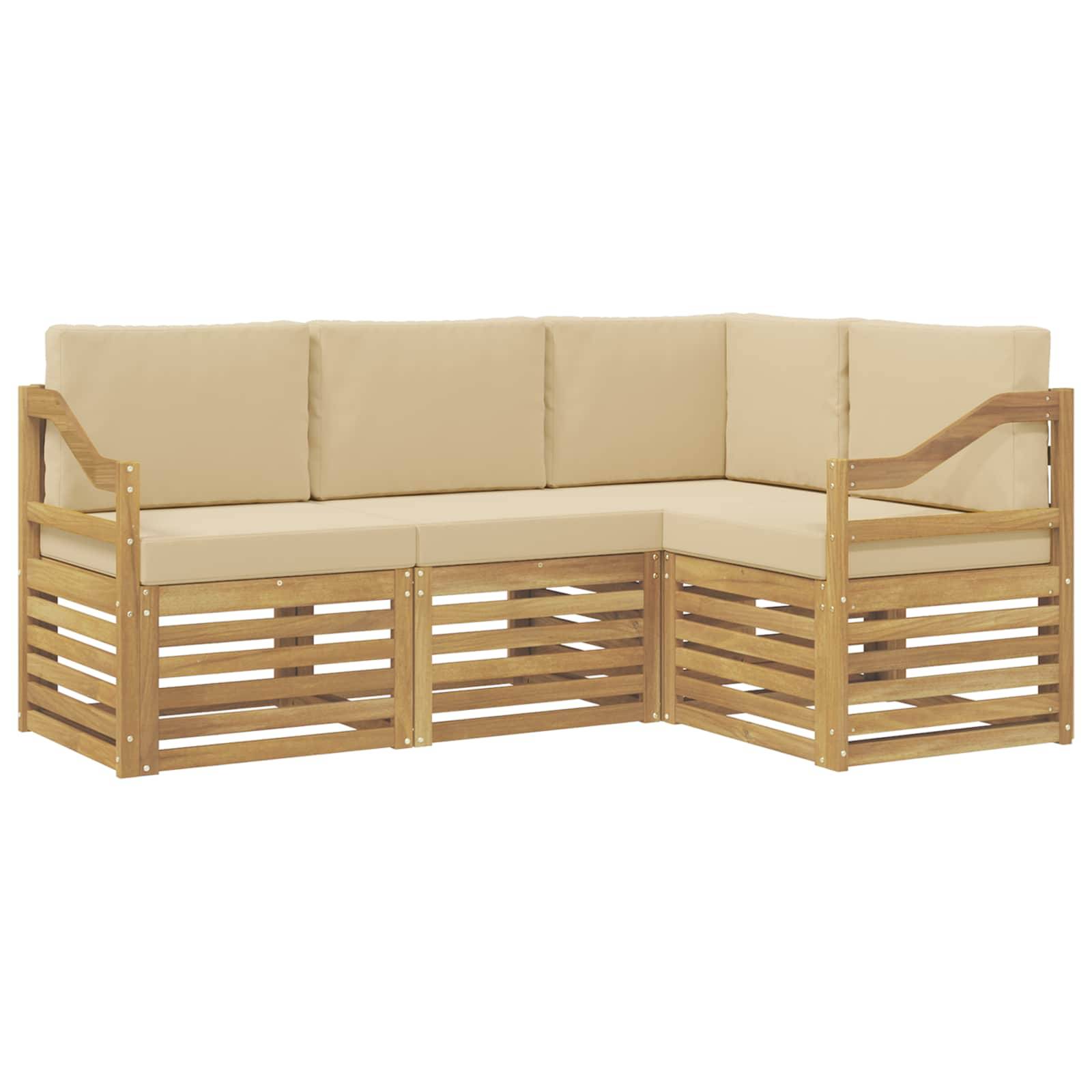 vidaXL Sofagarnituren 4 pcs Weiß und Beige 185,5 x 126,5 x 73 cm