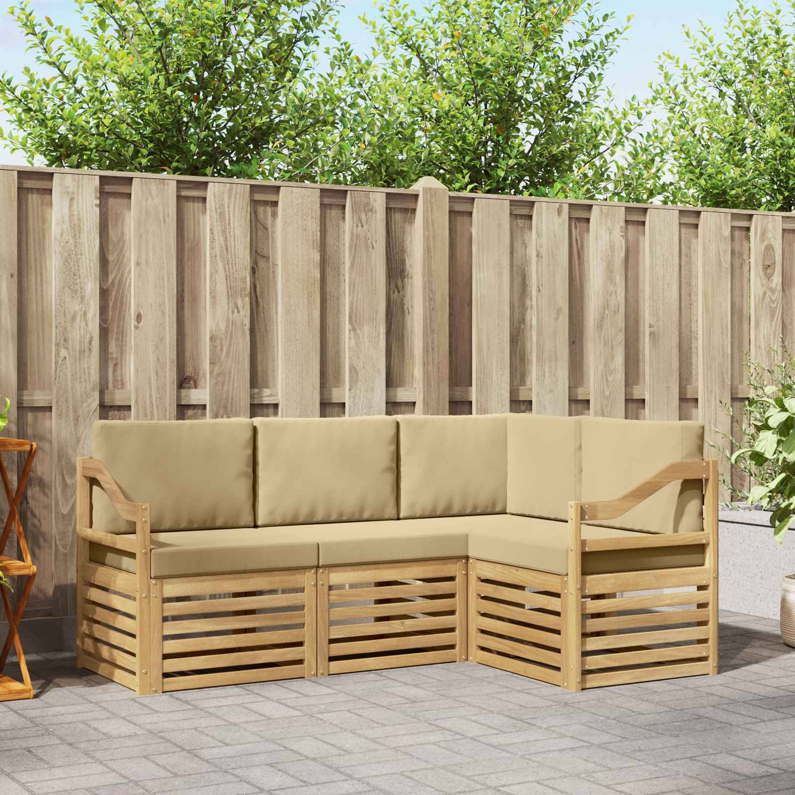 vidaXL Sofagarnituren 4 pcs Weiß und Beige 185,5 x 126,5 x 73 cm