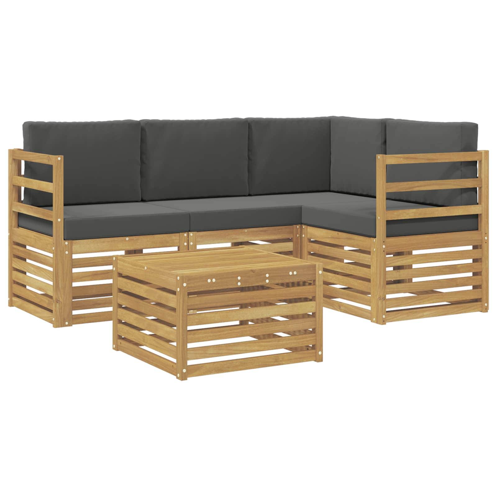 vidaXL Outdoor-Sofagarnitur 5 pcs Weiß und Anthrazit 59 x 59 x 37 cm