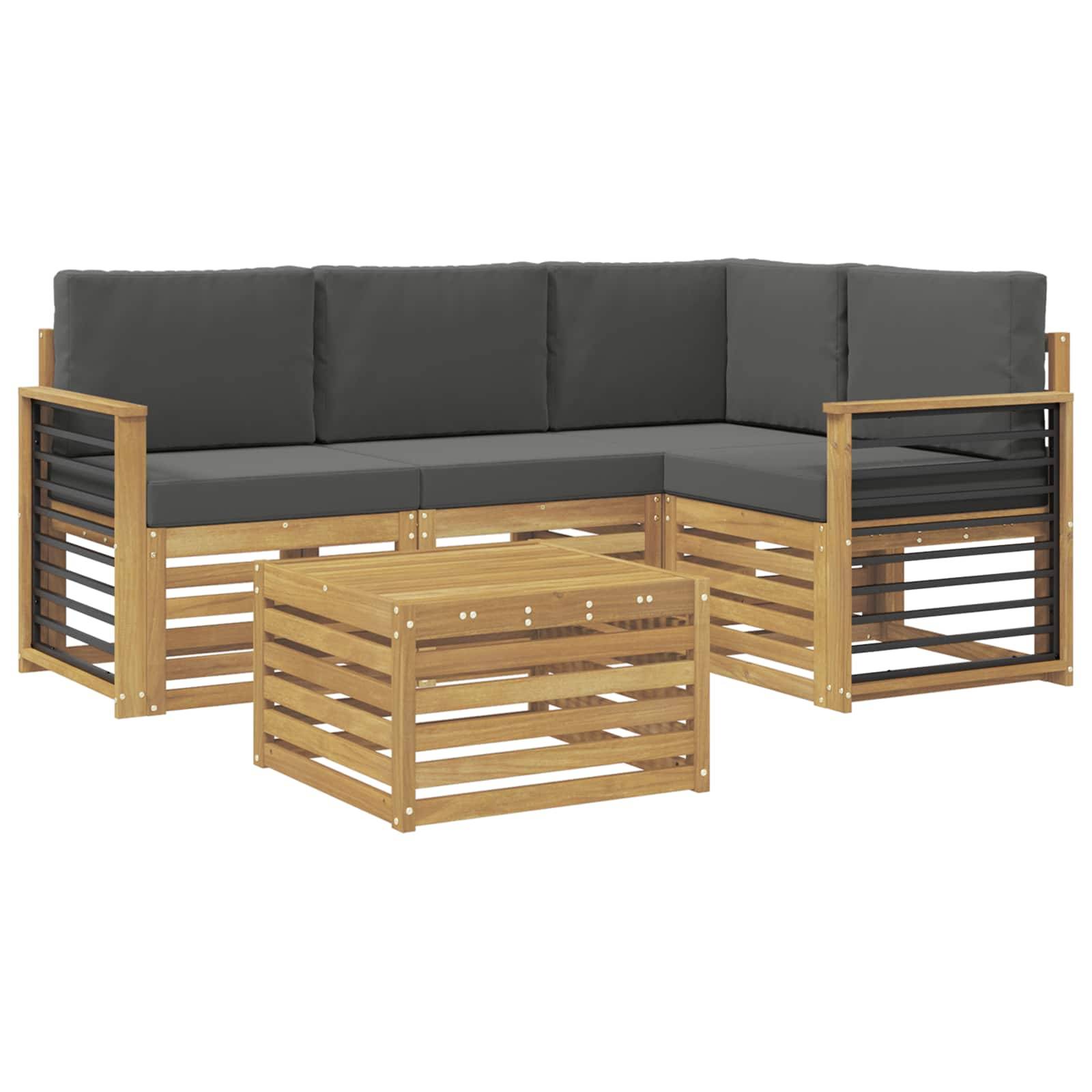 vidaXL Outdoor-Sofagarnitur 5 pcs Weiß und Anthrazit 59 x 59 x 37 cm