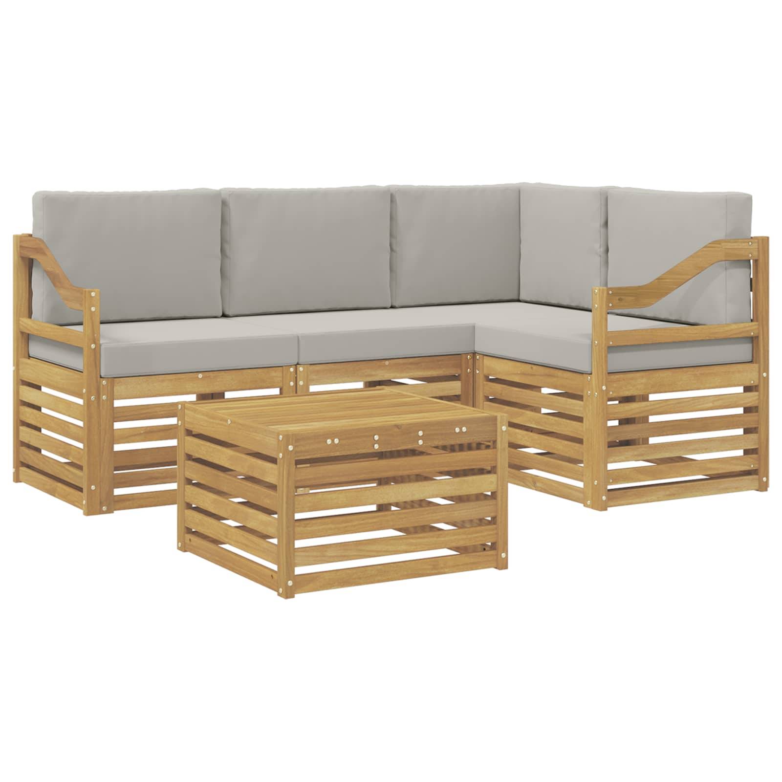 vidaXL Outdoor-Sofagarnitur 5 pcs Weiß und Hellgrau 59 x 59 x 37 cm