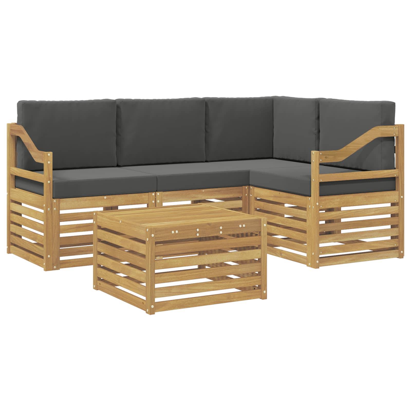 vidaXL Outdoor-Sofagarnitur 5 pcs Weiß und Anthrazit 59 x 59 x 37 cm