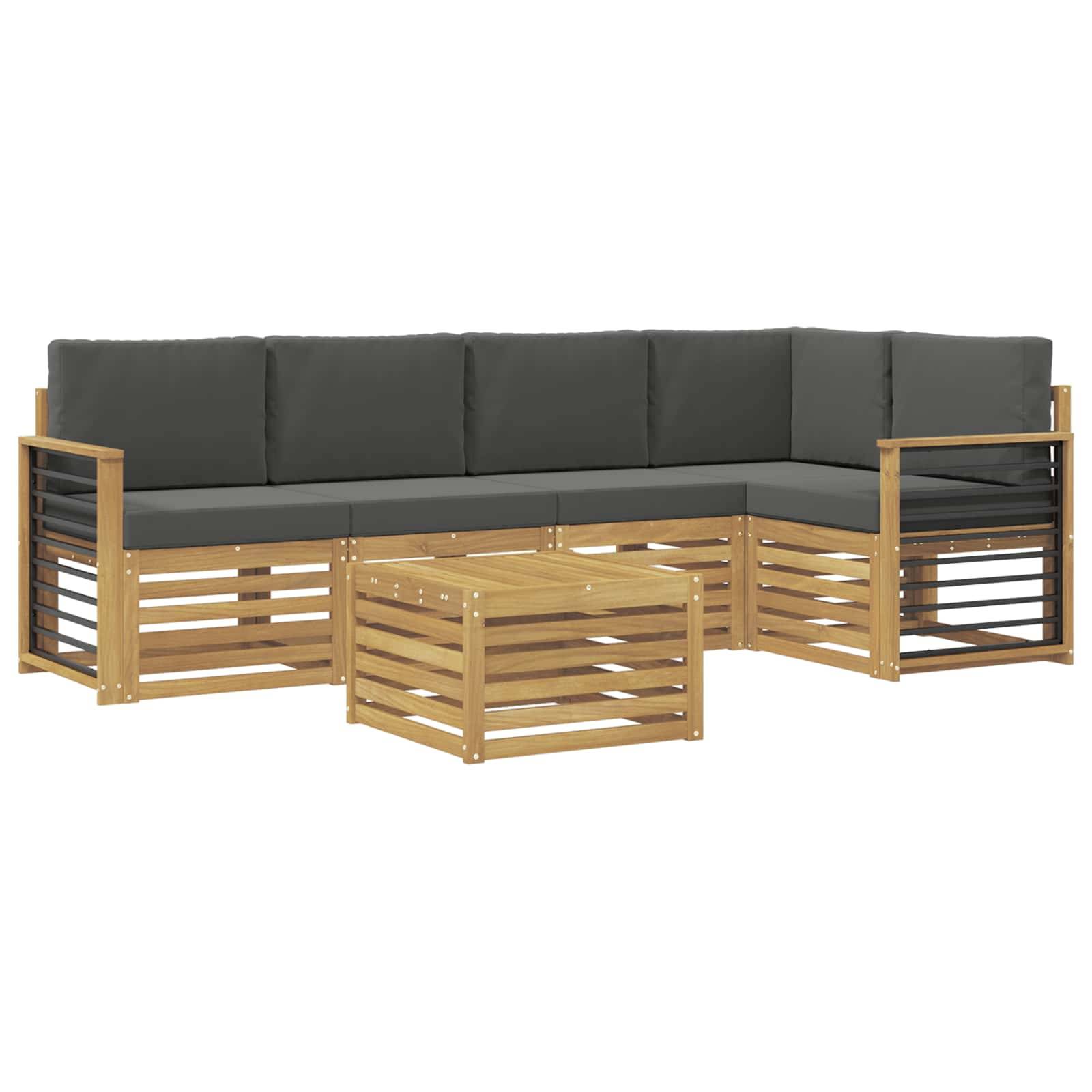 vidaXL Outdoor-Sofagarnitur 6 pcs Weiß und Anthrazit 59 x 59 x 37 cm