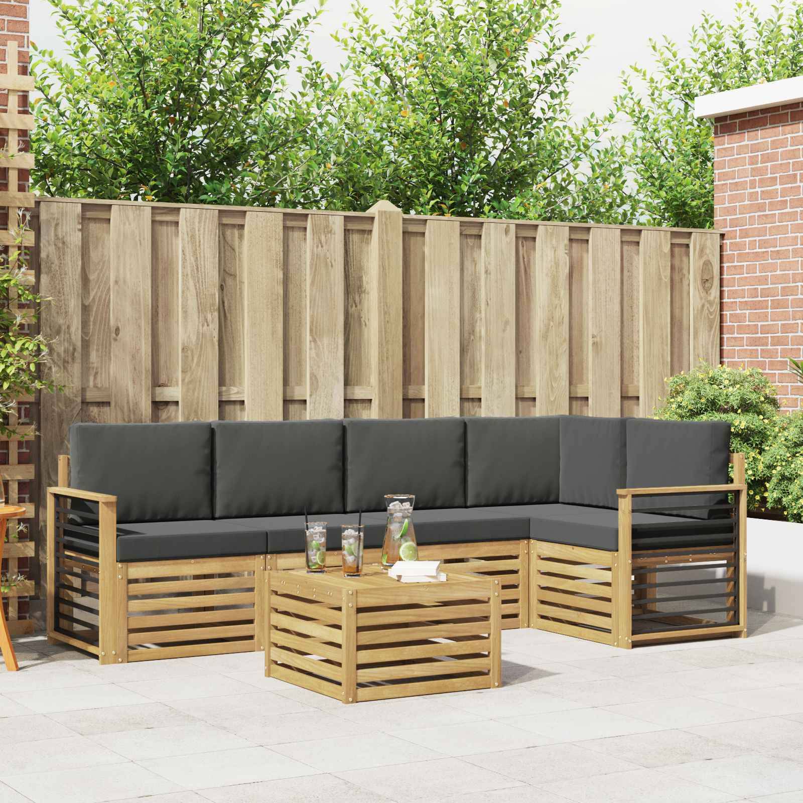 vidaXL Outdoor-Sofagarnitur 6 pcs Weiß und Anthrazit 59 x 59 x 37 cm